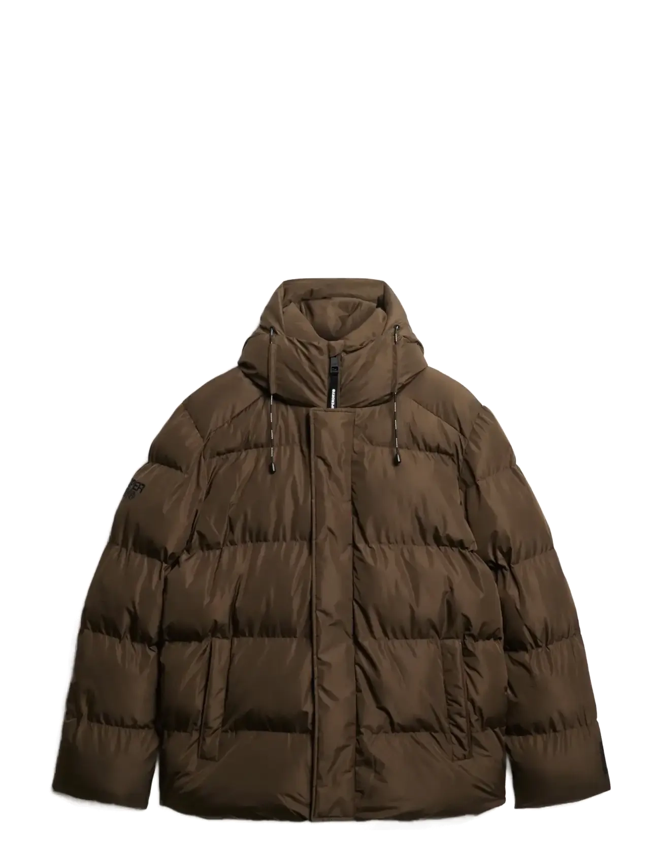 Superdry HOODED 5 BAFFLE SPORTS PUFFER - Vaatteet - SLATE BROWN / brown