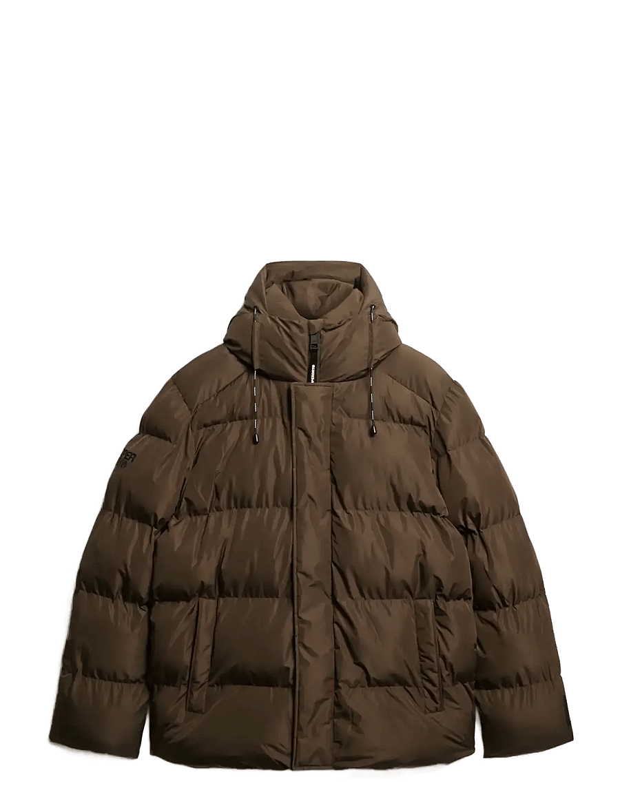 Superdry - HOODED 5 BAFFLE SPORTS PUFFER - pūkinės striukės - slate brown - 1