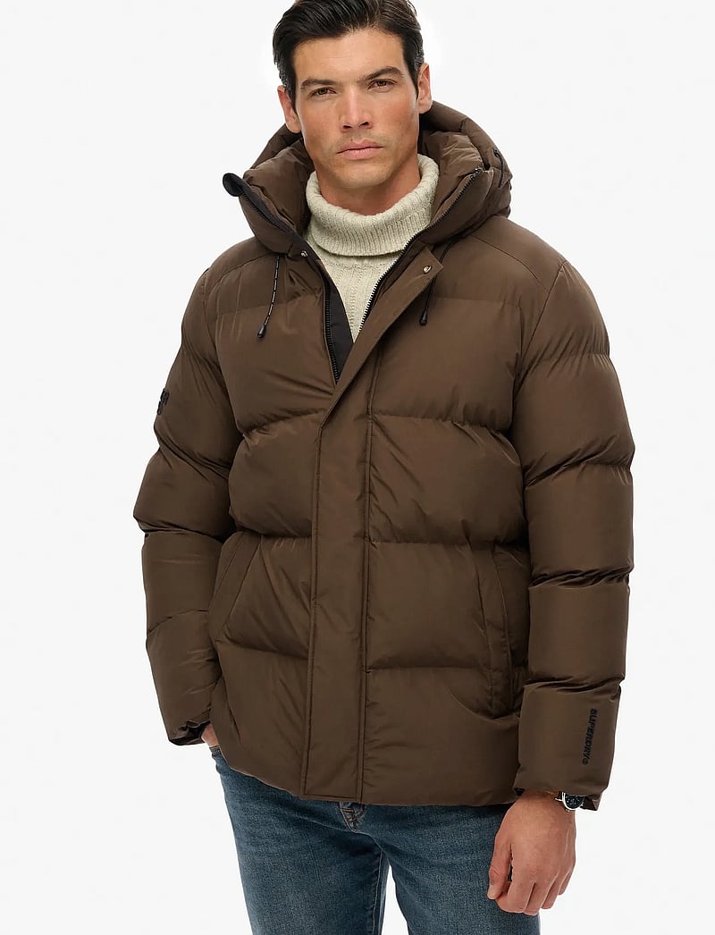 Superdry - HOODED 5 BAFFLE SPORTS PUFFER - vinterjakker - slate brown - 3