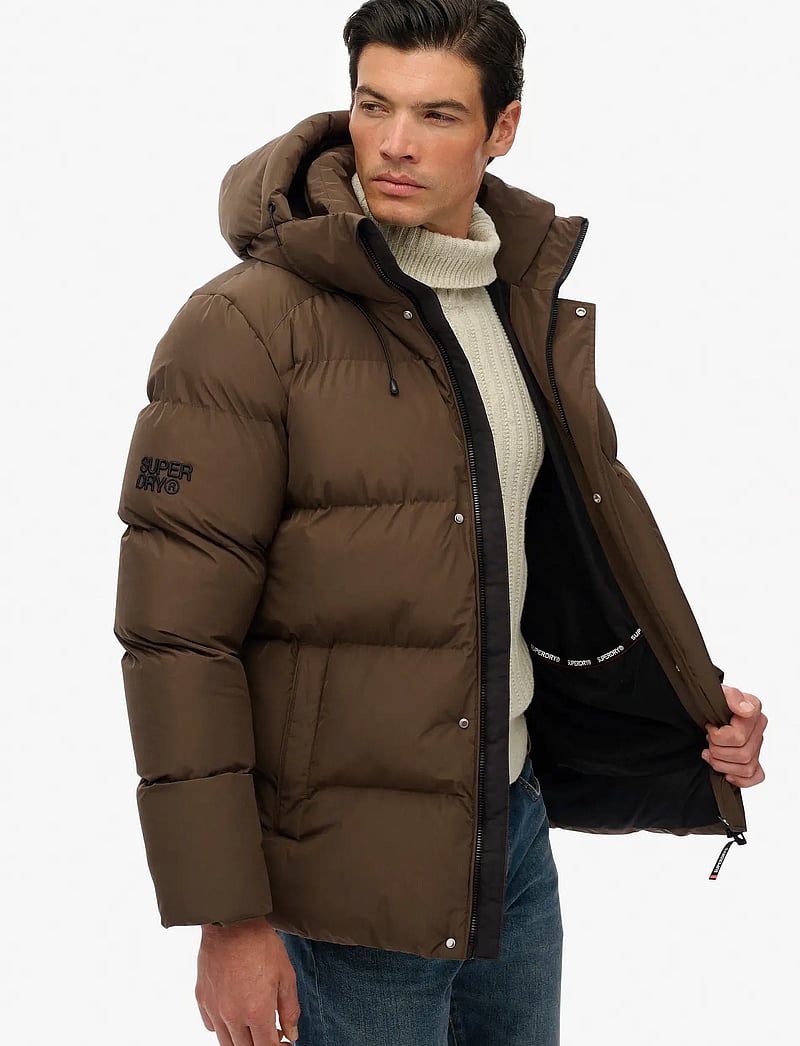 Superdry - HOODED 5 BAFFLE SPORTS PUFFER - vinterjakker - slate brown - 4
