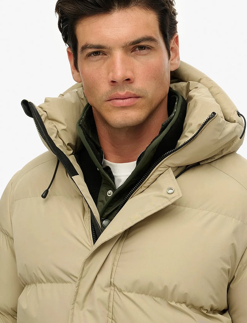 Superdry - HOODED 5 BAFFLE SPORTS PUFFER - voodriga joped - winter twig beige - 2