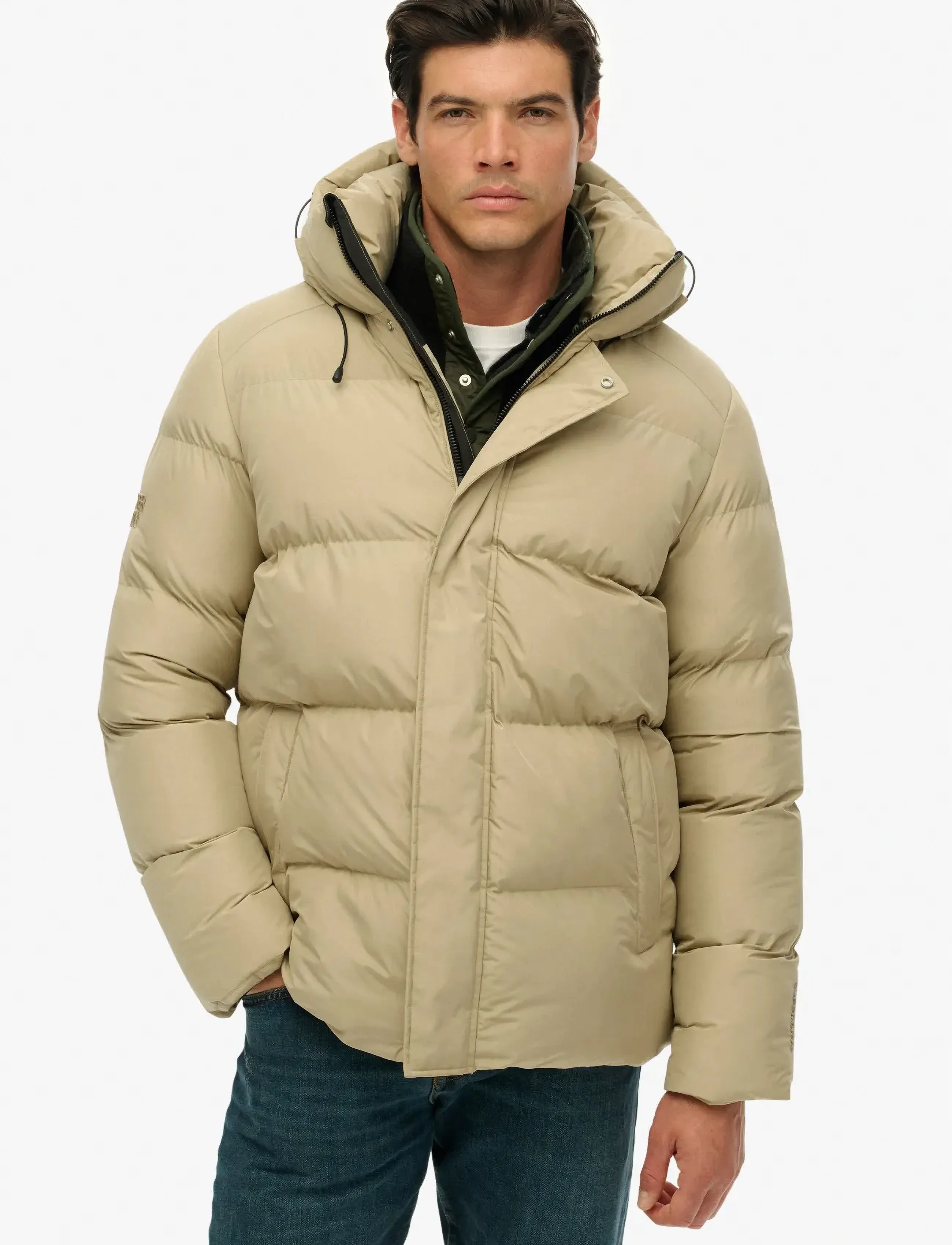Superdry - HOODED 5 BAFFLE SPORTS PUFFER - dunjakker - winter twig beige - 3