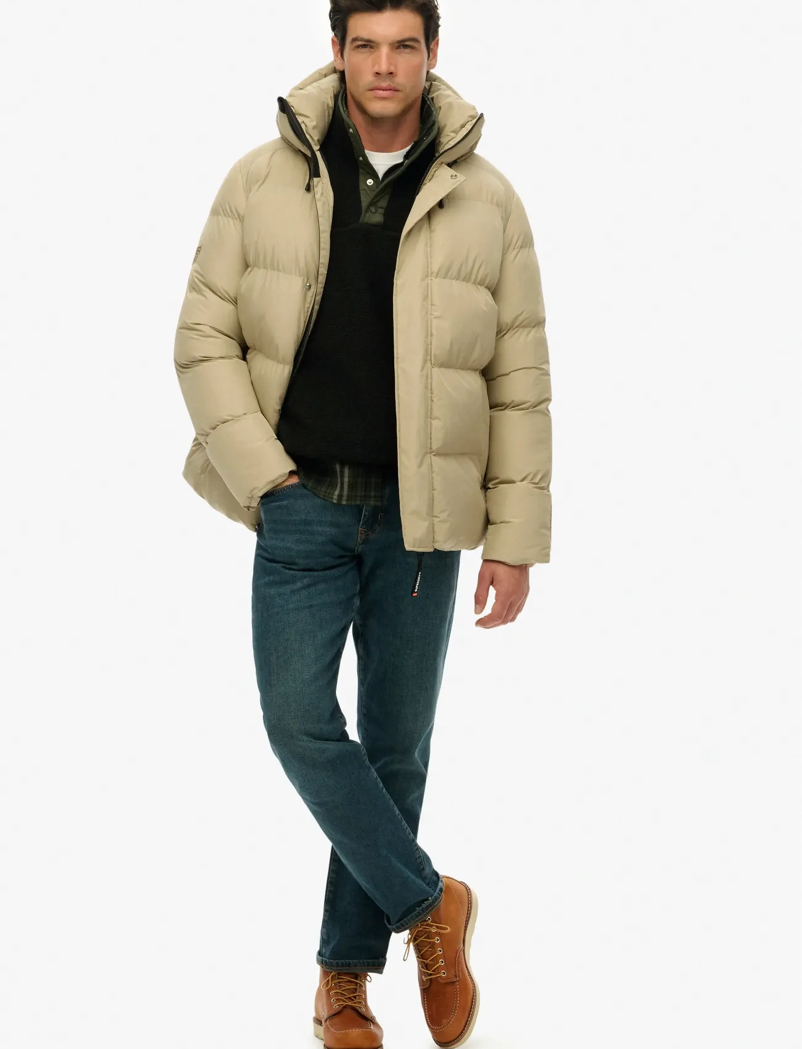 Superdry - HOODED 5 BAFFLE SPORTS PUFFER - dunjakker - winter twig beige - 5