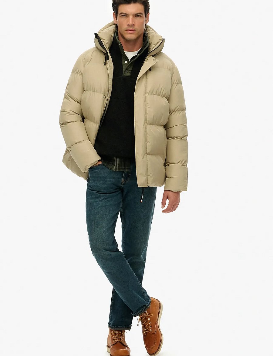 Superdry - HOODED 5 BAFFLE SPORTS PUFFER - dunjakker - winter twig beige - 5