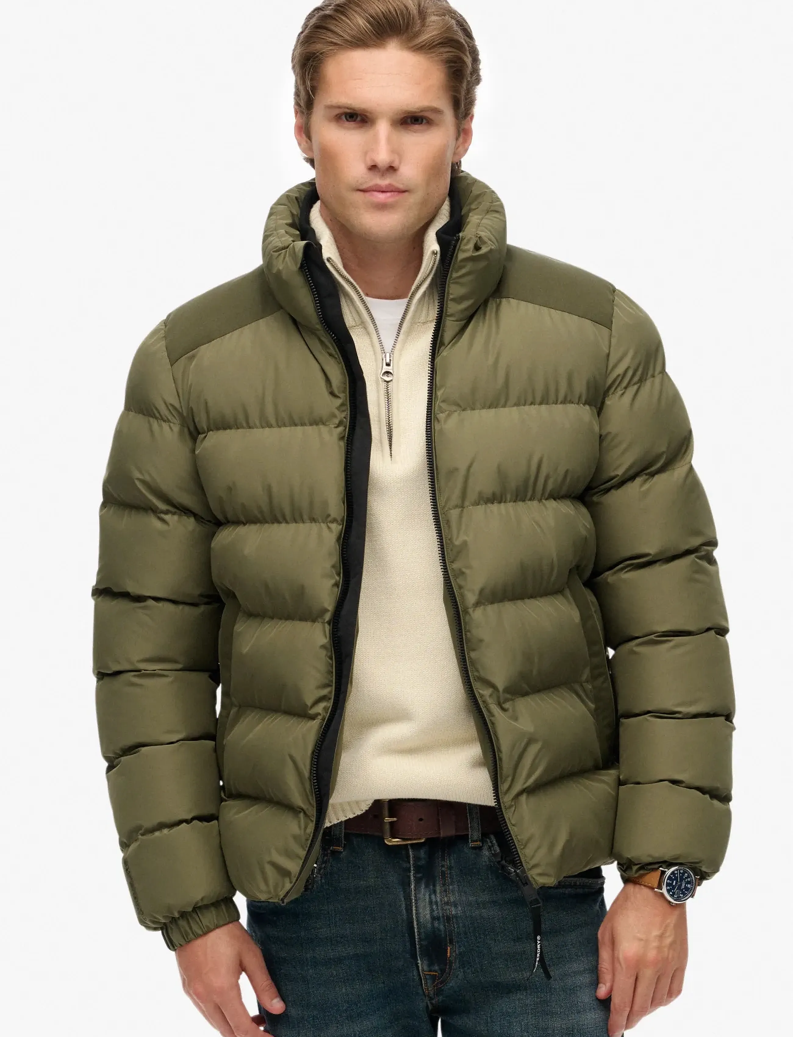Superdry Sports Puffer Jacket, L, Jackets, Grün - Padded Männerswear