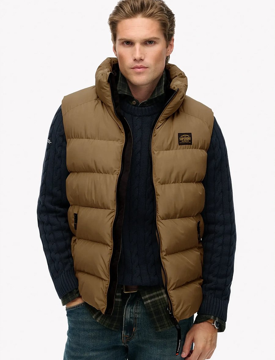 Superdry - SPORTS PUFFER GILET - rock stone - 0