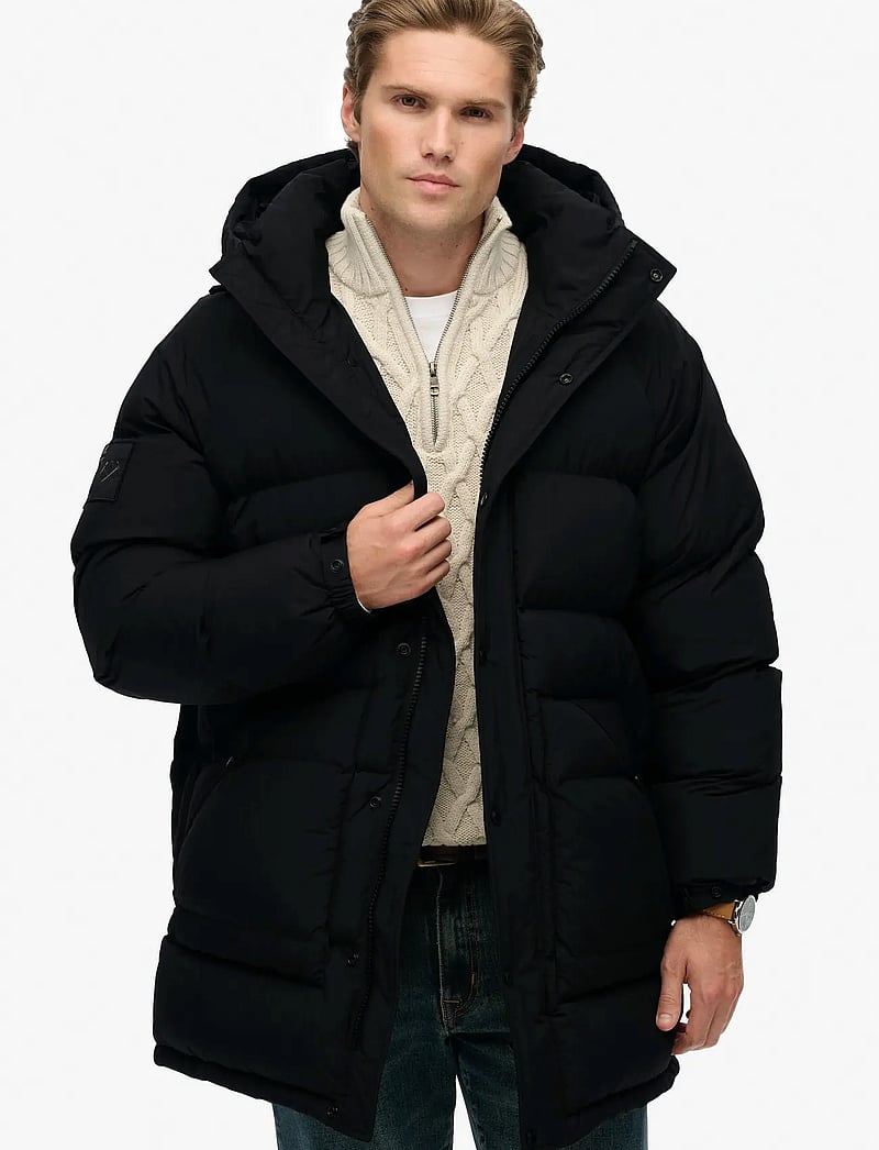 Superdry - XPD LONGLINE BAFFLE PARKA - parkas - jet black - 0