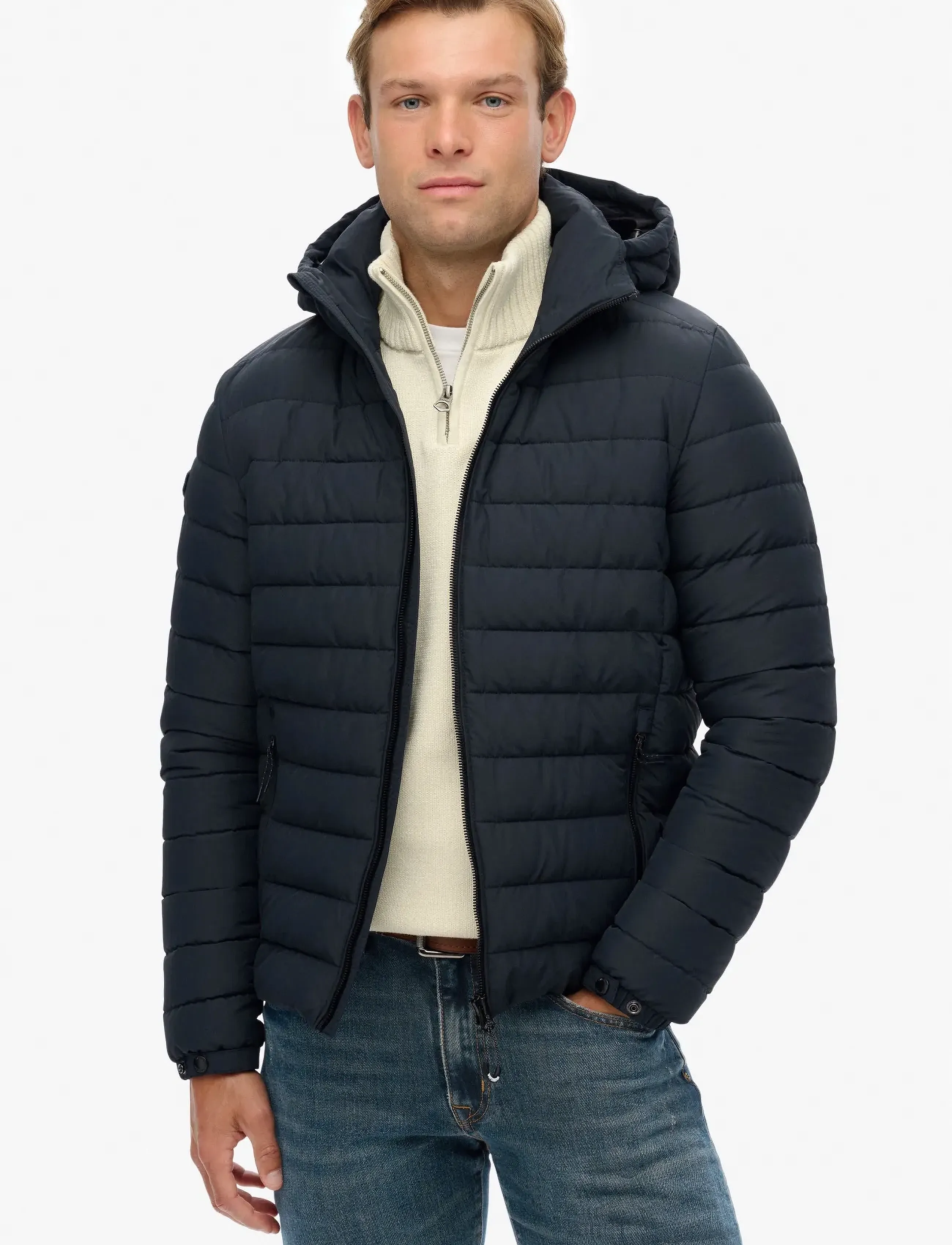 Superdry Hooded Fuji Padded Jacket, 3XL, Navy, Jakker > Vatterede Jakker, Herre