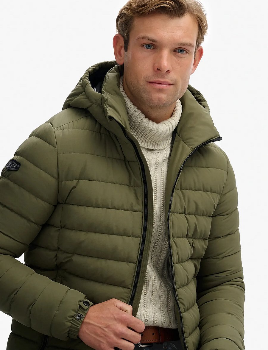 Superdry - HOODED FUJI PADDED JACKET - fôrede jakker - shooting olive - 4