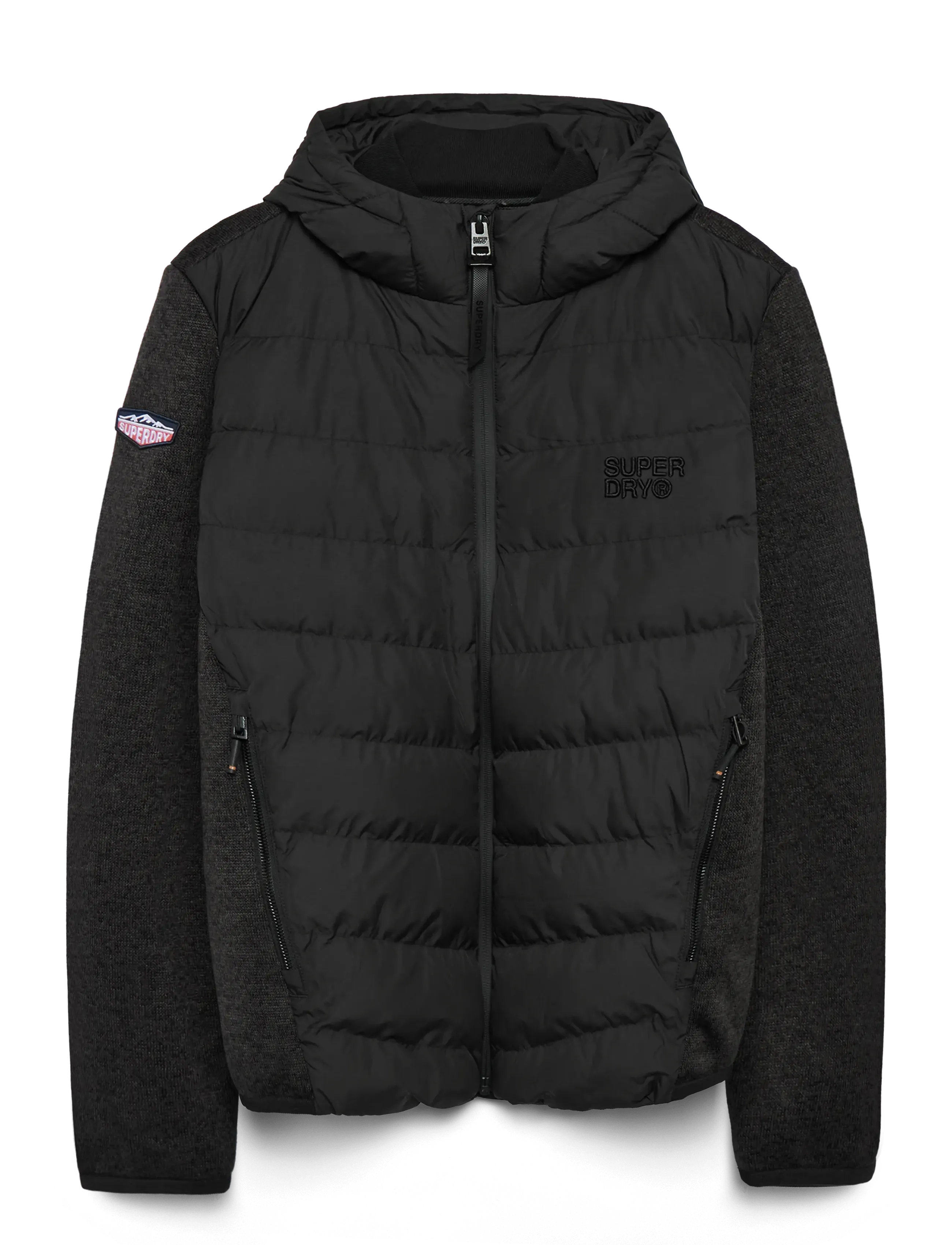 SUPERDRY Hooded Storm Knit Hybrid Jkt Schwarz - L - Herren