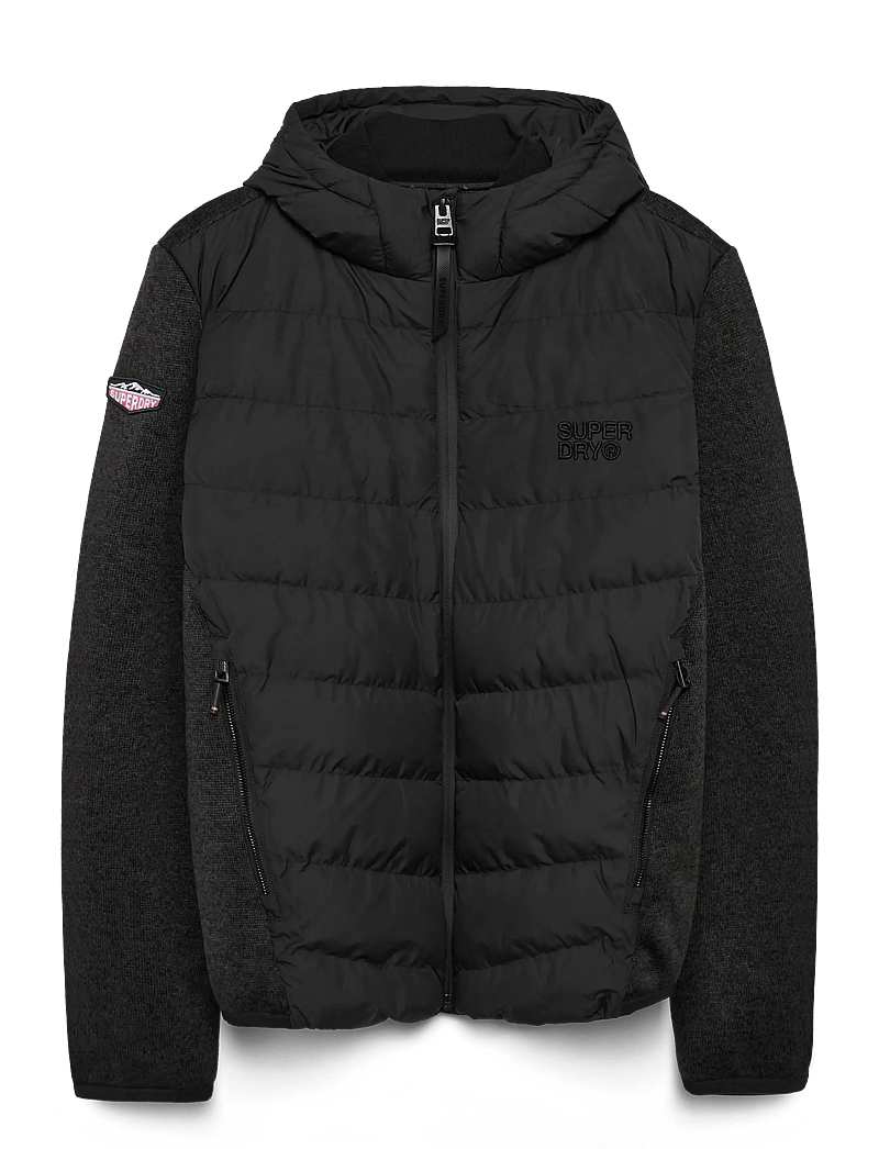 Superdry - HOODED STORM KNIT HYBRID JKT - winter jackets - black marl - 1
