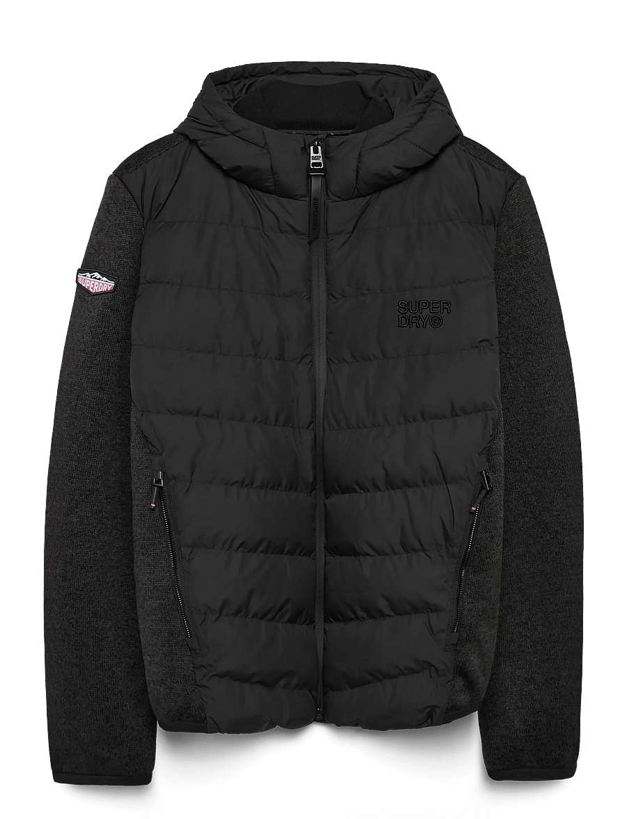 Superdry - HOODED STORM KNIT HYBRID JKT - dunjakker - black marl - 1