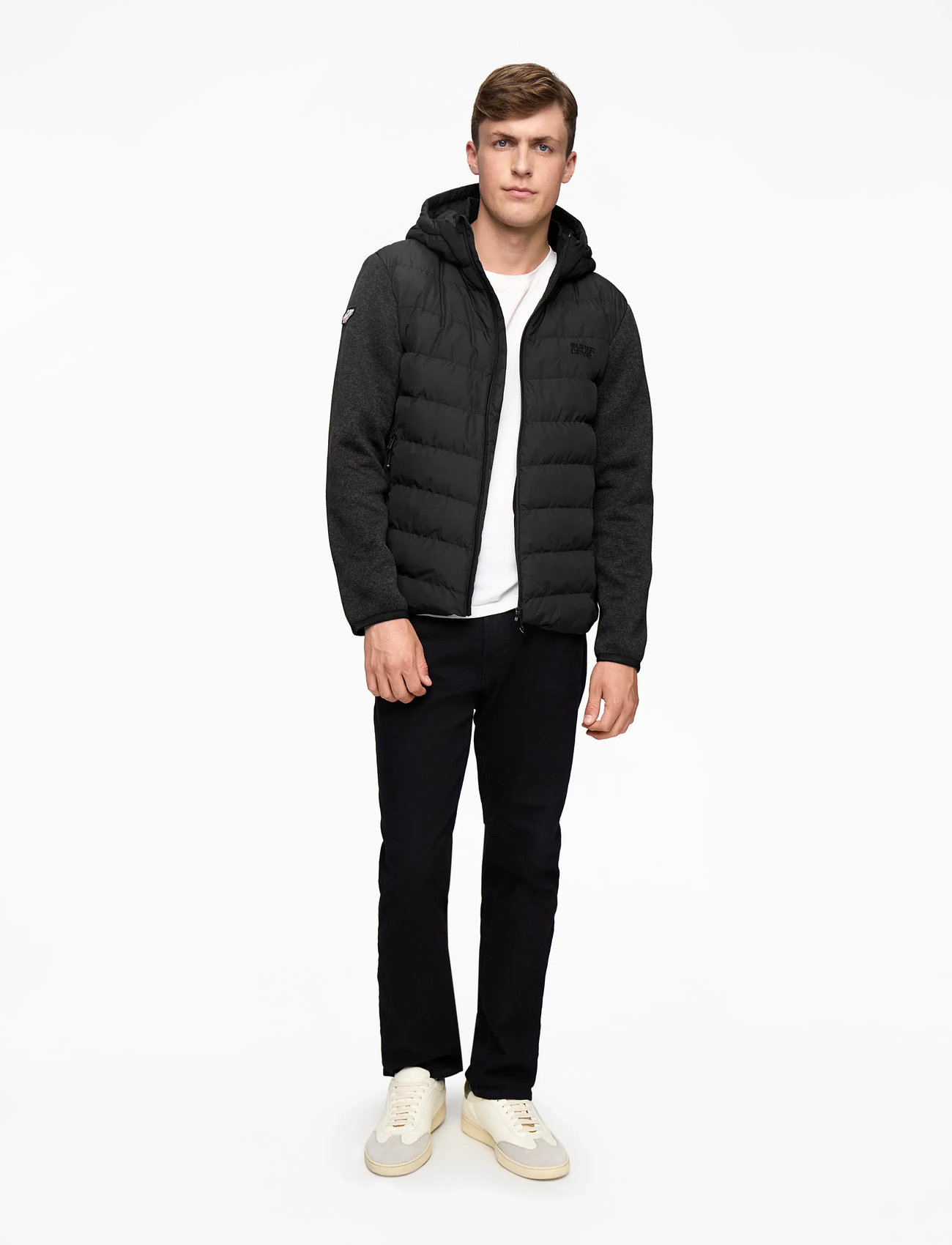 Superdry - HOODED STORM KNIT HYBRID JKT - winter jackets - black marl - 2