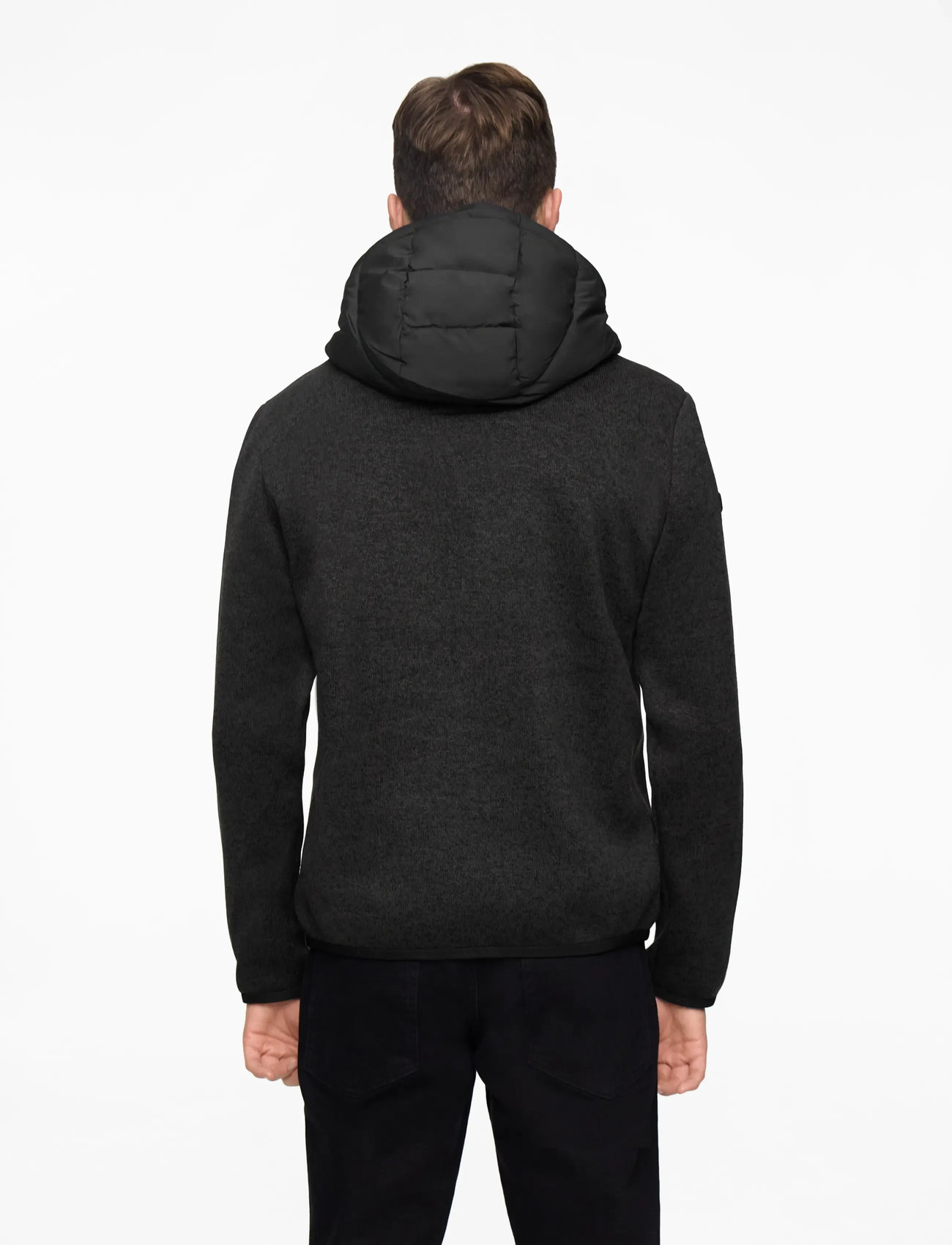 Superdry - HOODED STORM KNIT HYBRID JKT - winter jackets - black marl - 4