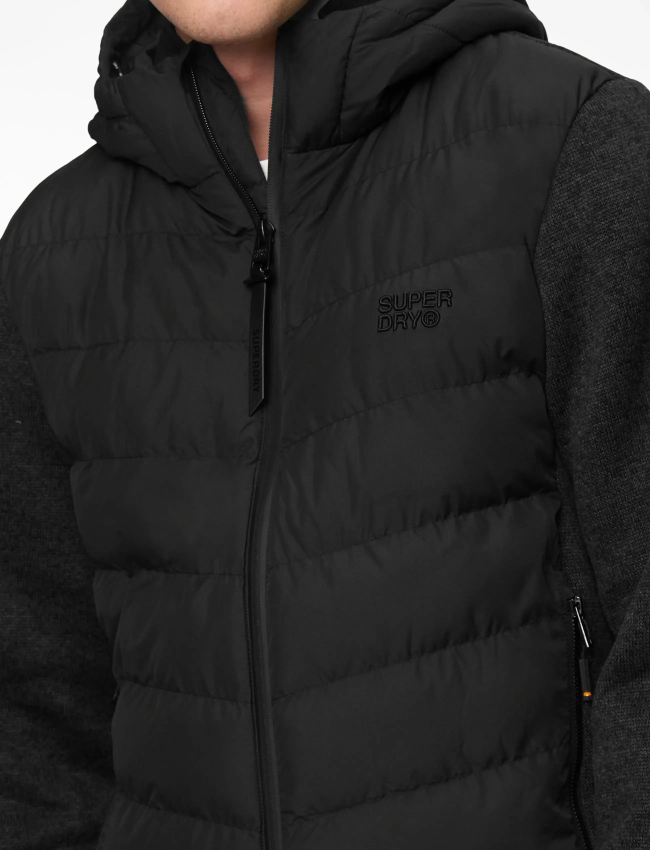 Superdry - HOODED STORM KNIT HYBRID JKT - winter jackets - black marl - 5