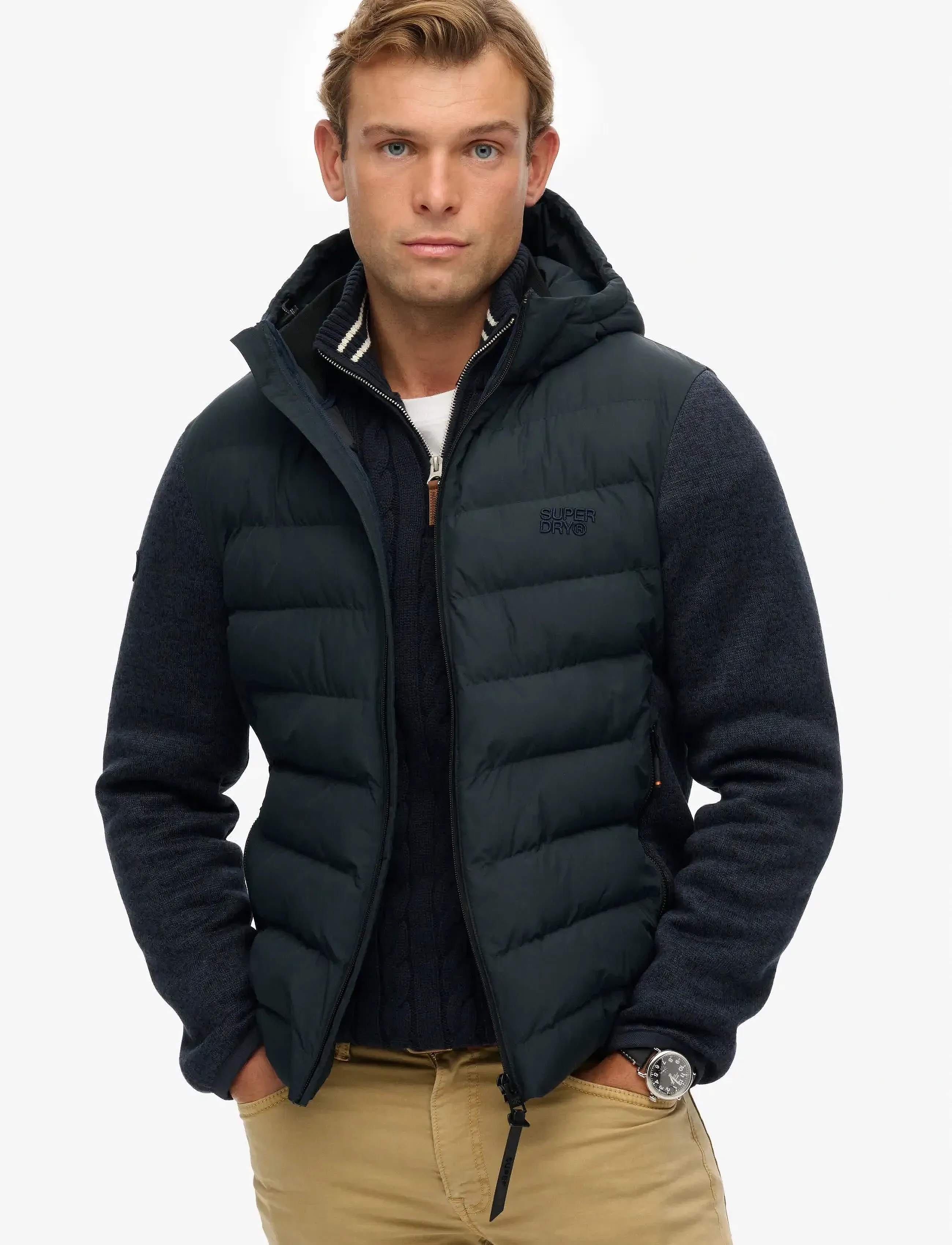 Superdry HOODED STORM KNIT HYBRID JKT - Jackor - ECLIPSE NAVY / navy