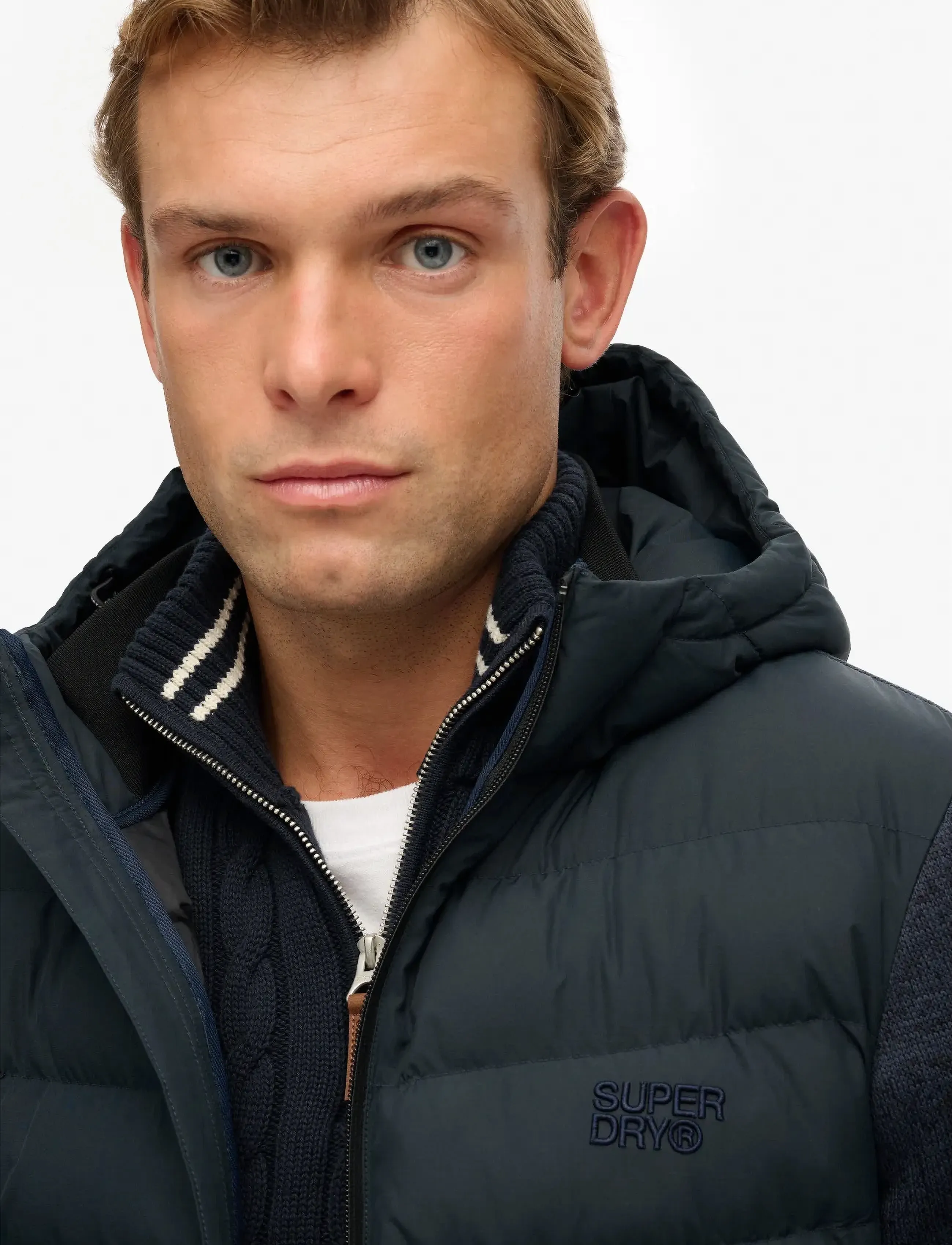 Superdry - HOODED STORM KNIT HYBRID JKT - dunjakker - eclipse navy - 3