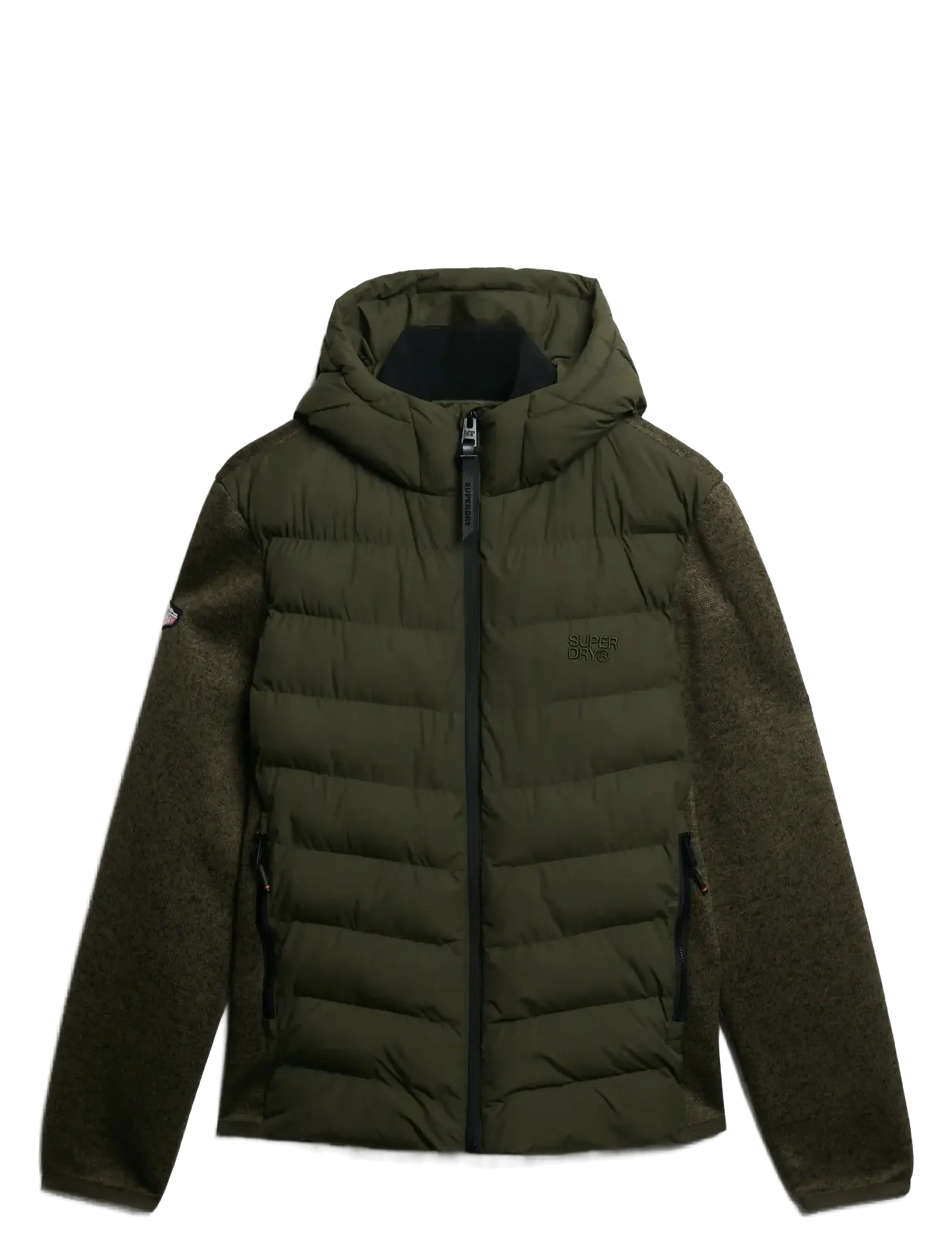 Superdry HOODED STORM KNIT HYBRID JKT - Kleidung - KHAKI GREEN MARL / khaki/green
