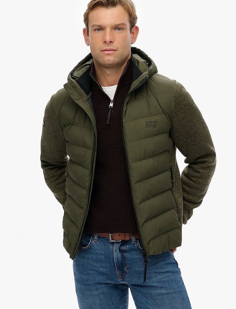 Superdry - HOODED STORM KNIT HYBRID JKT - voodriga joped - khaki green marl - 0