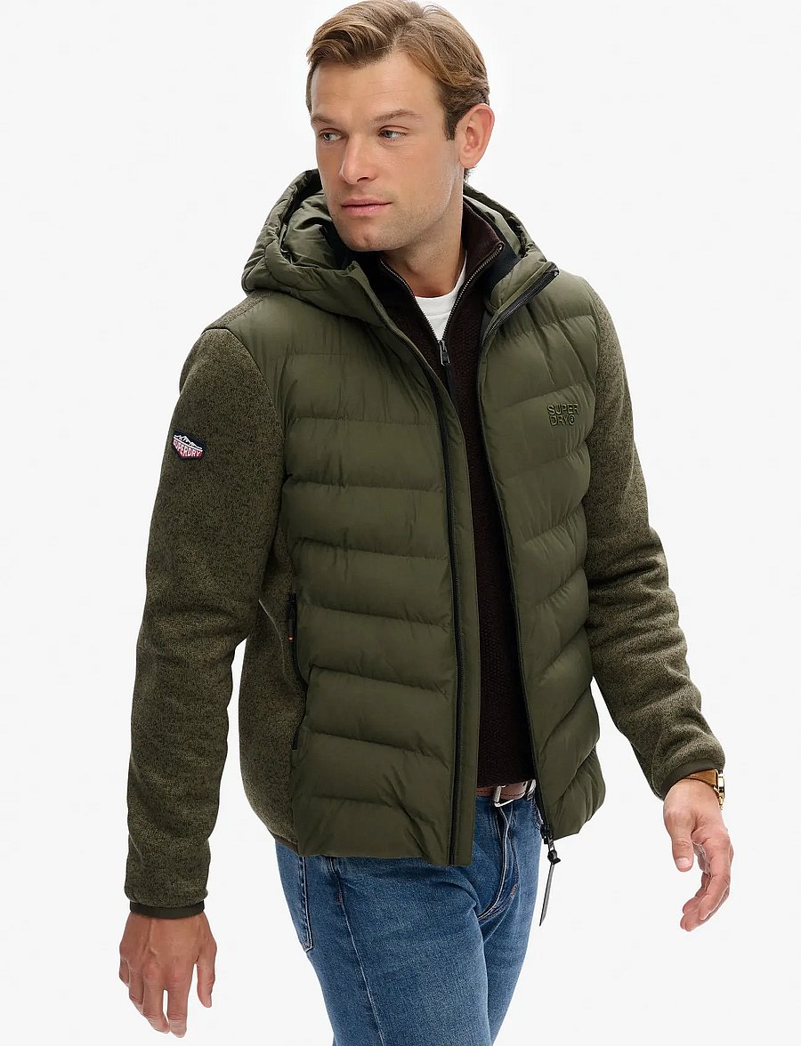 Superdry - HOODED STORM KNIT HYBRID JKT - kurtki puchowe - khaki green marl - 4