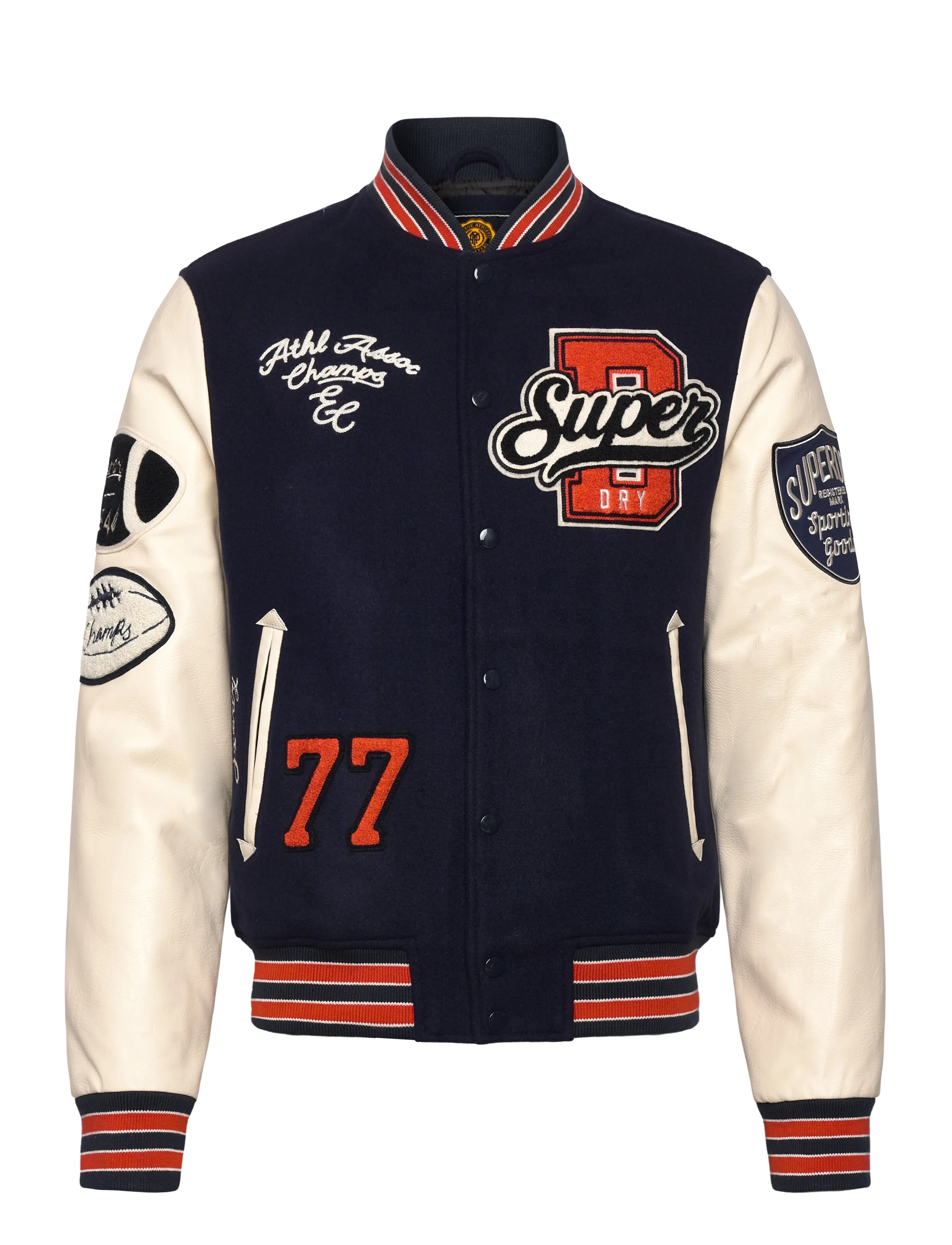 SUPERDRY College Patched Varsity Jkt Navy - L - Herren