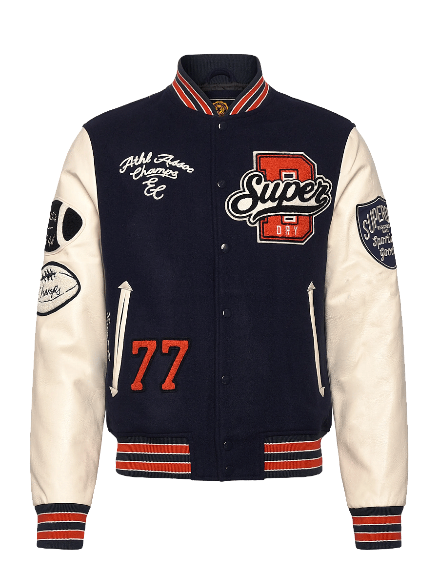 Superdry - COLLEGE PATCHED VARSITY JKT - varsity jackets - atlantic navy/oatmeal - 1