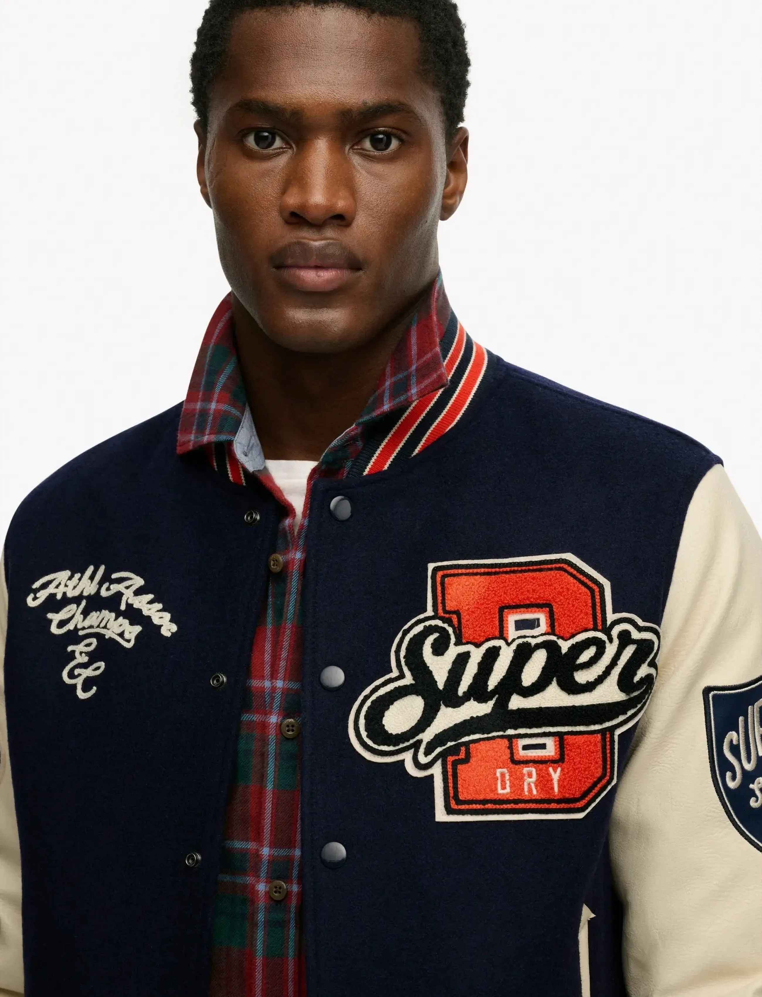 Superdry COLLEGE PATCHED VARSITY JKT - Kollektionen - ATLANTIC NAVY/OATMEAL / navy