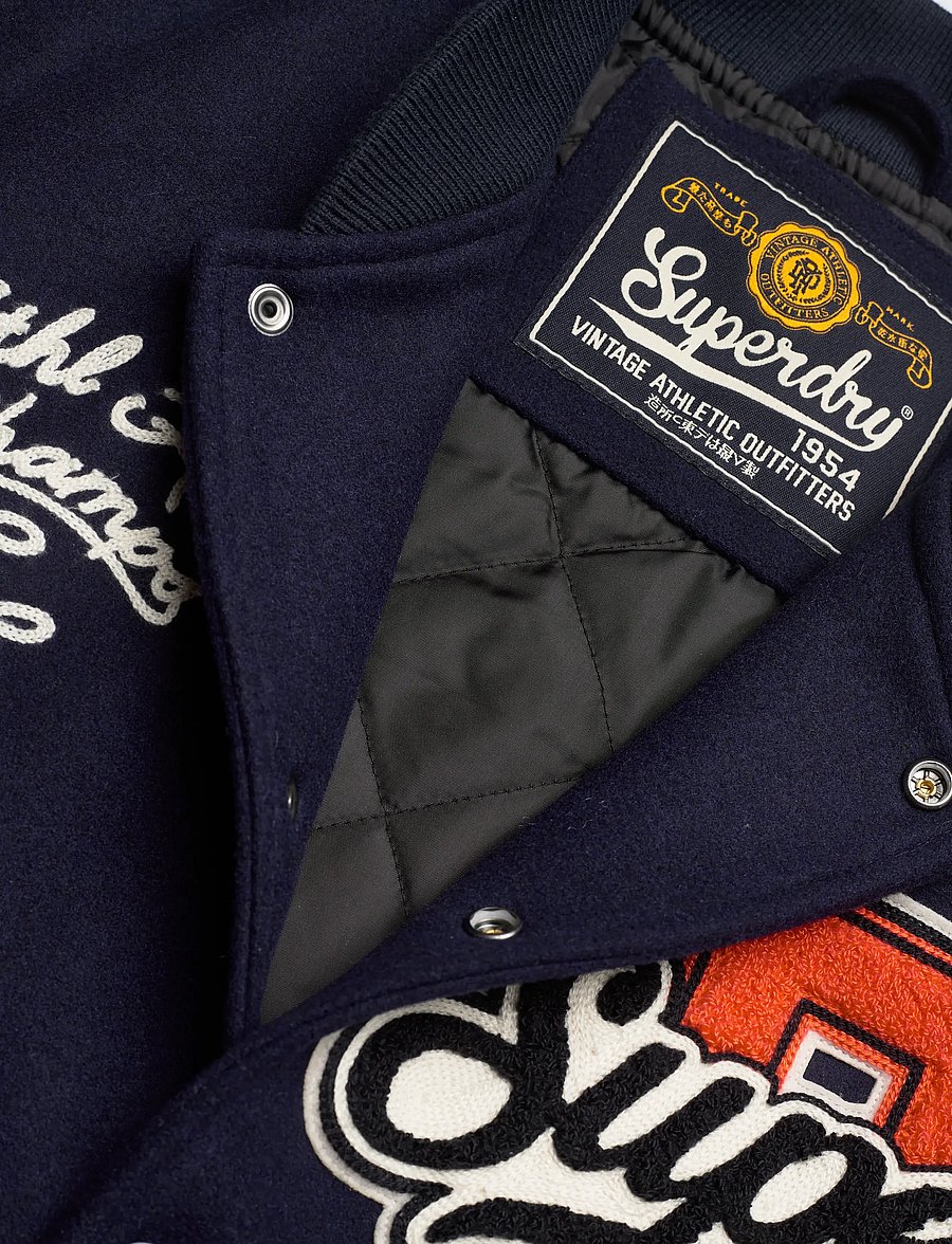 Superdry - COLLEGE PATCHED VARSITY JKT - varsity jackets - atlantic navy/oatmeal - 4