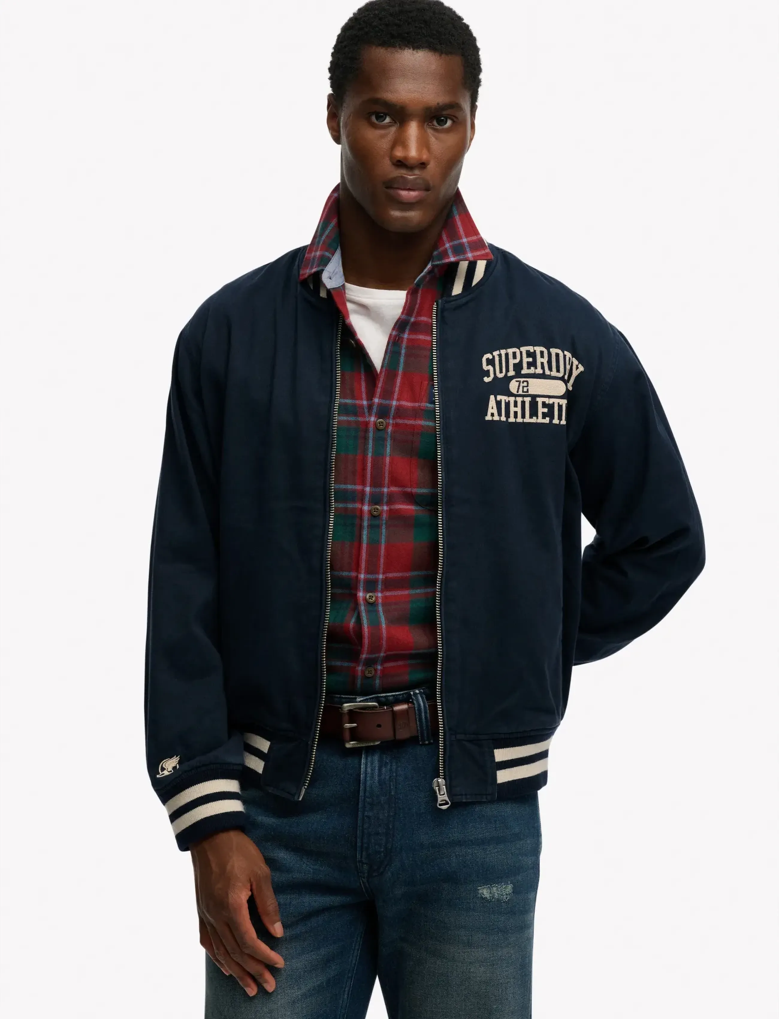Superdry Twill Varsity Bomber Jkt, Mænd, Varsity Bomberjakke, Navy, Str: S