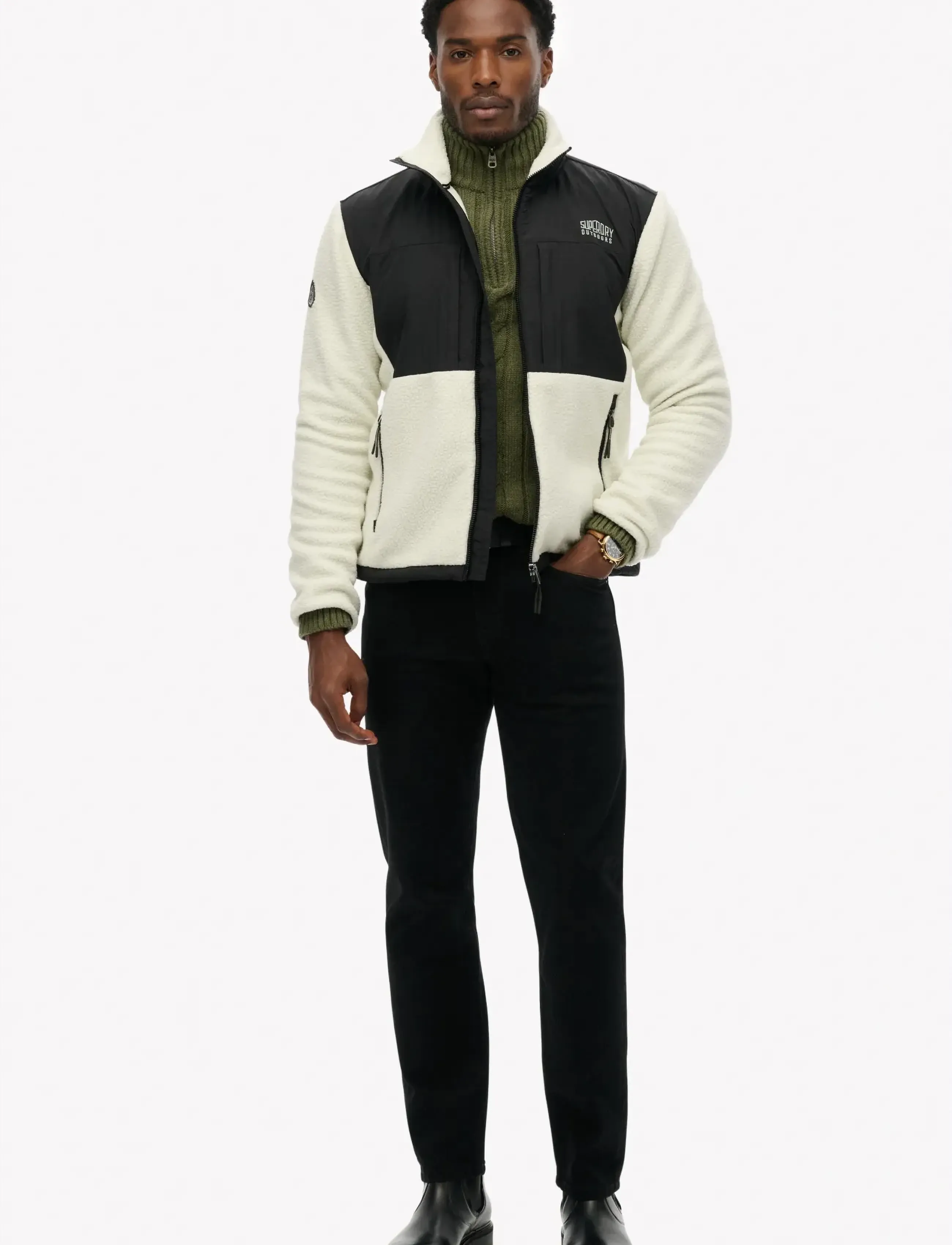Superdry - POLAR FLEECE HYBRID TREKKER - hybridjakker - foggy dew/black - 3