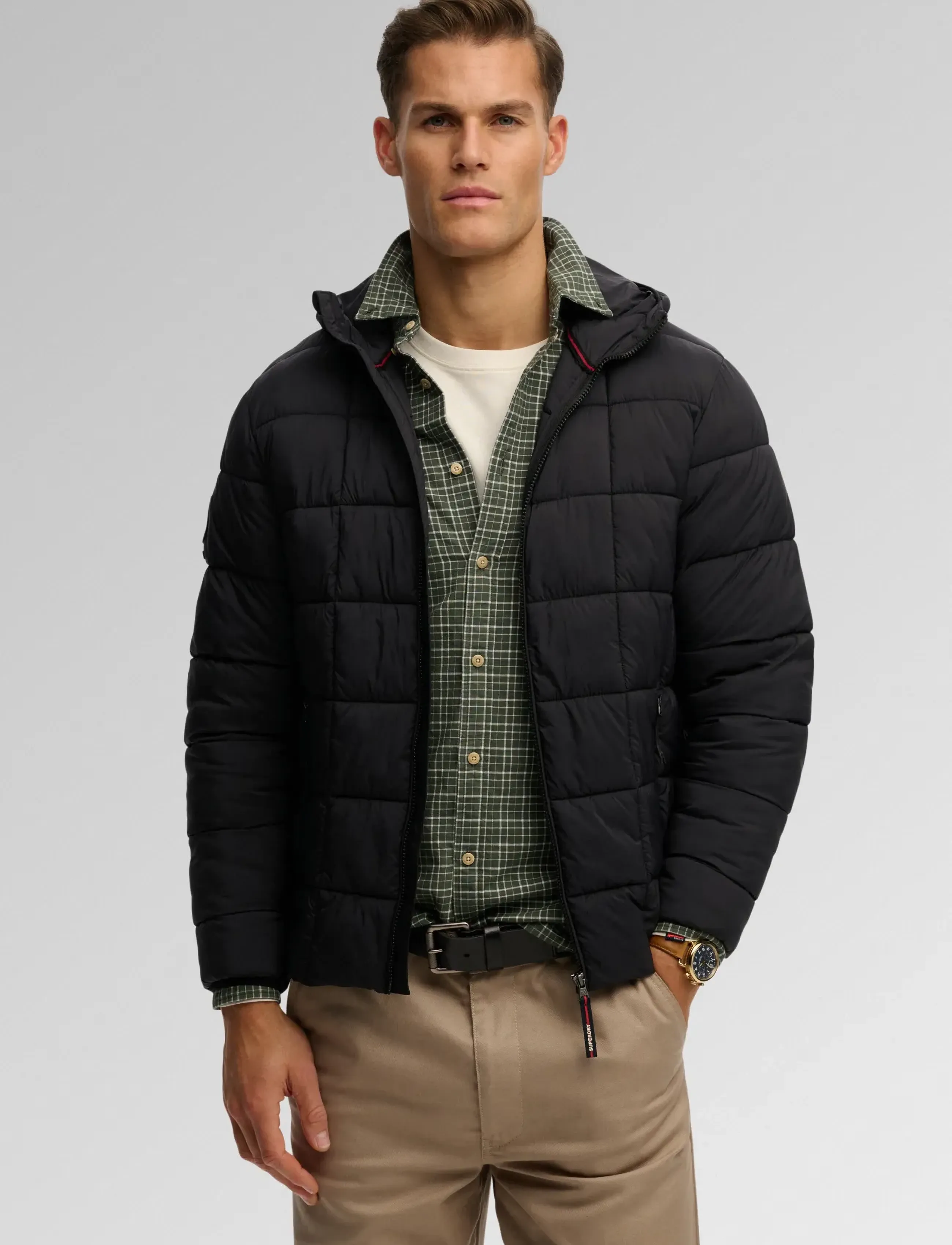 Superdry HOOD BOX QUILT FUJI LITE JKT - Kläder - BLACK / black