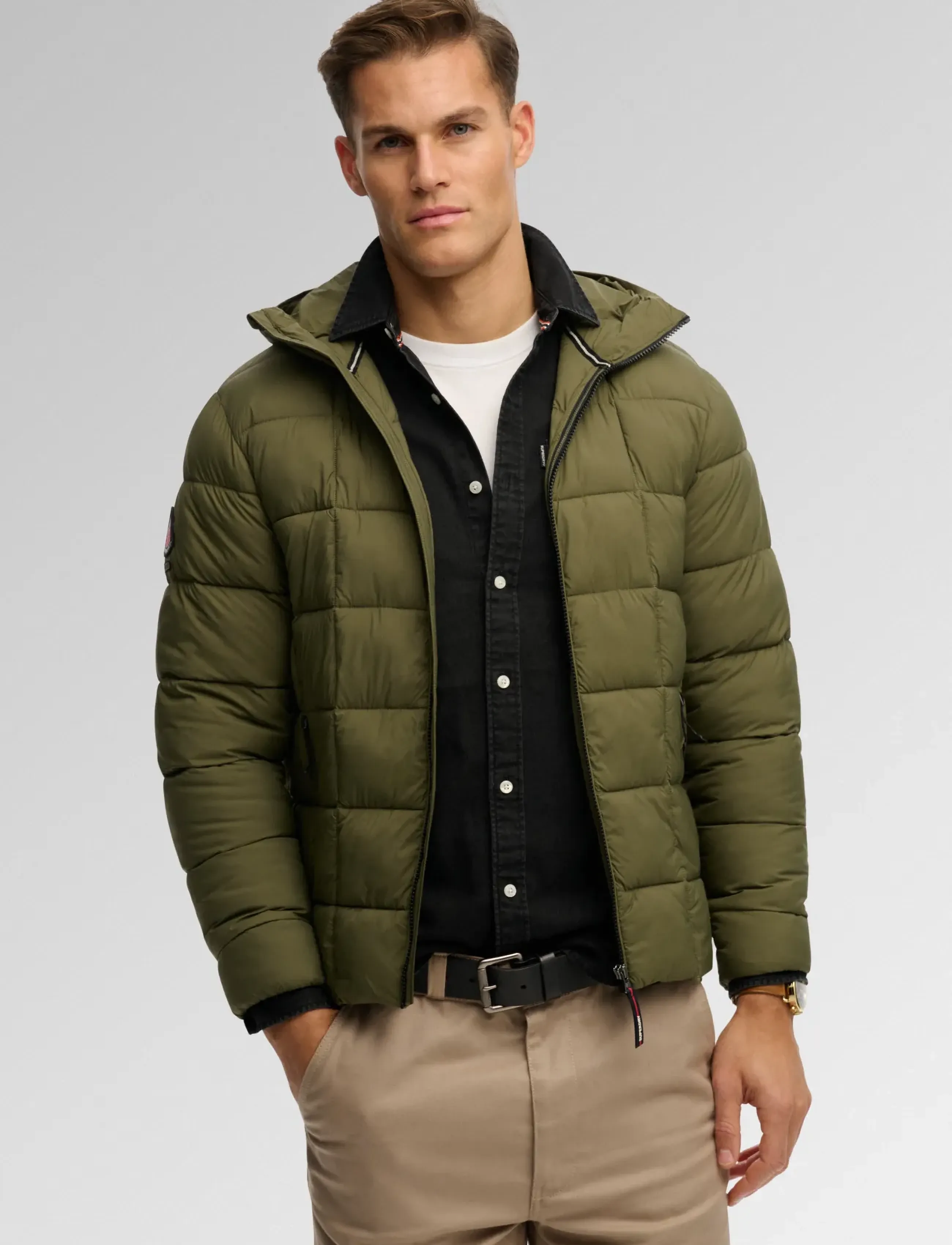 Superdry HOOD BOX QUILT FUJI LITE JKT - Jacken & Mäntel - CHIVE GREEN / khaki/green