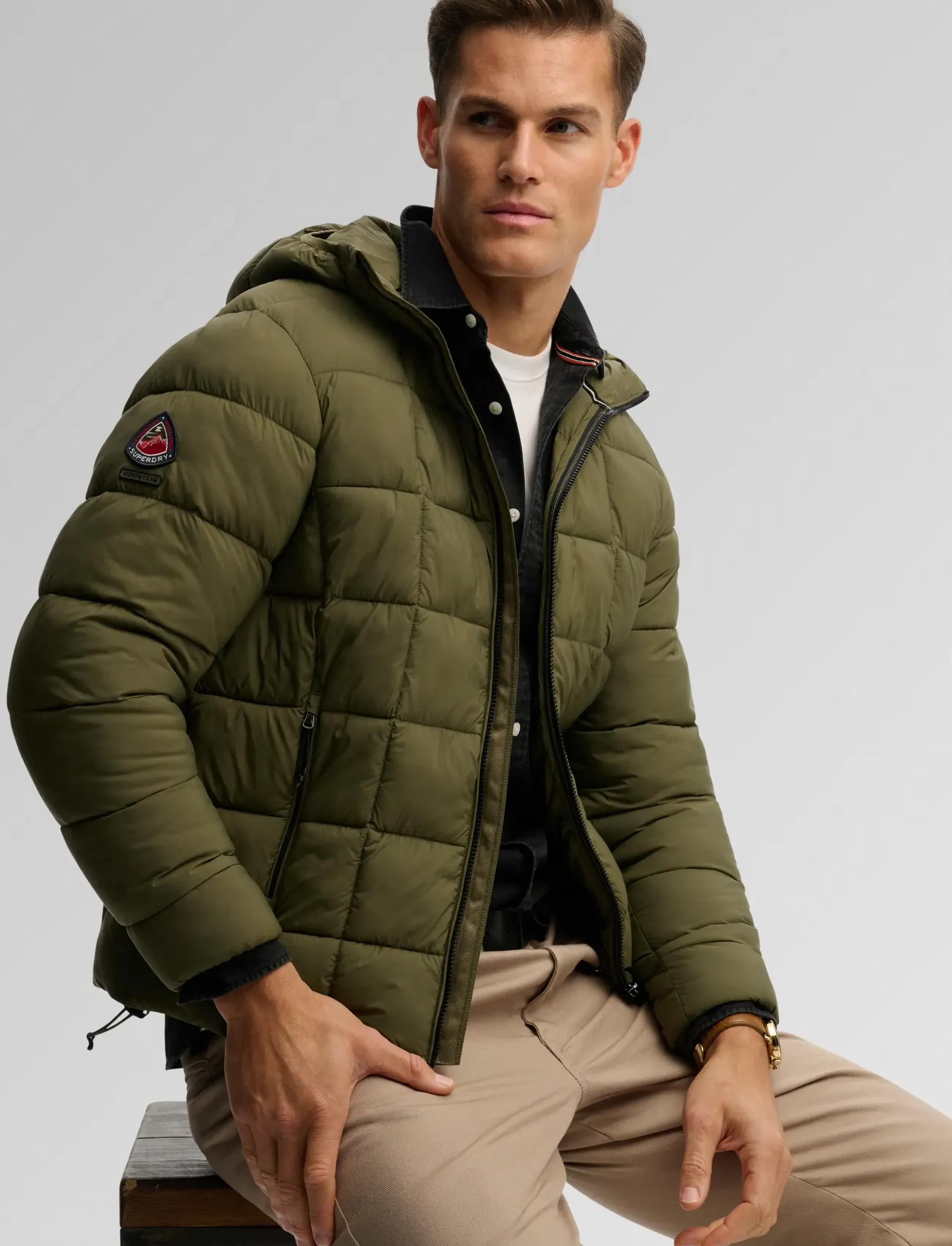 Superdry - HOOD BOX QUILT FUJI LITE JKT - chive green - 4