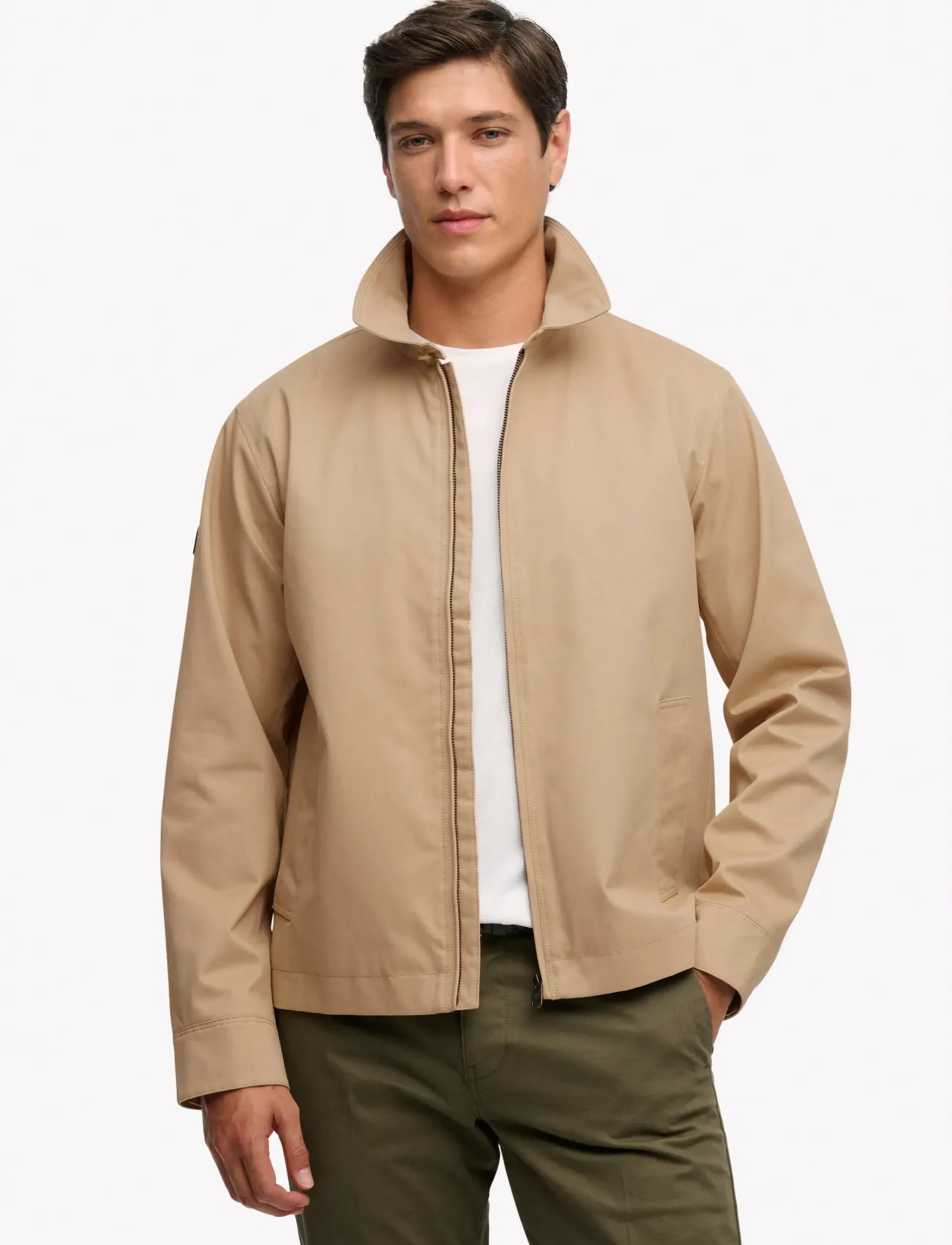 Superdry Collared Harrington, Mænd, Harrington Jakke, Beige, Str: XL