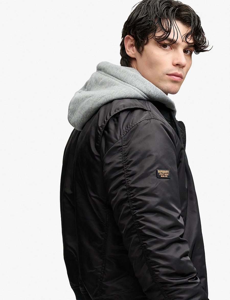 Superdry - HOODED MA1 BOMBER JKT - sügisjoped - jet black - 3