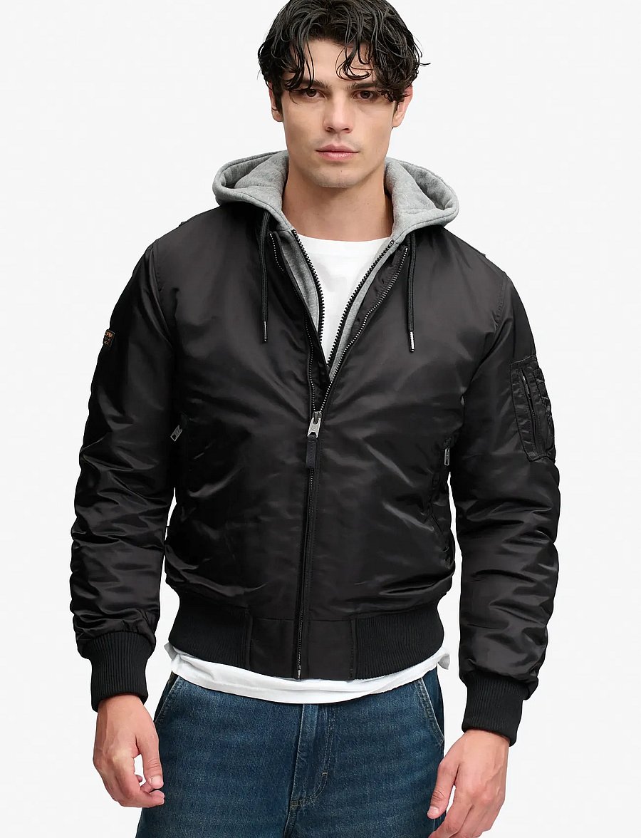 Superdry - HOODED MA1 BOMBER JKT - syystakit - jet black - 5