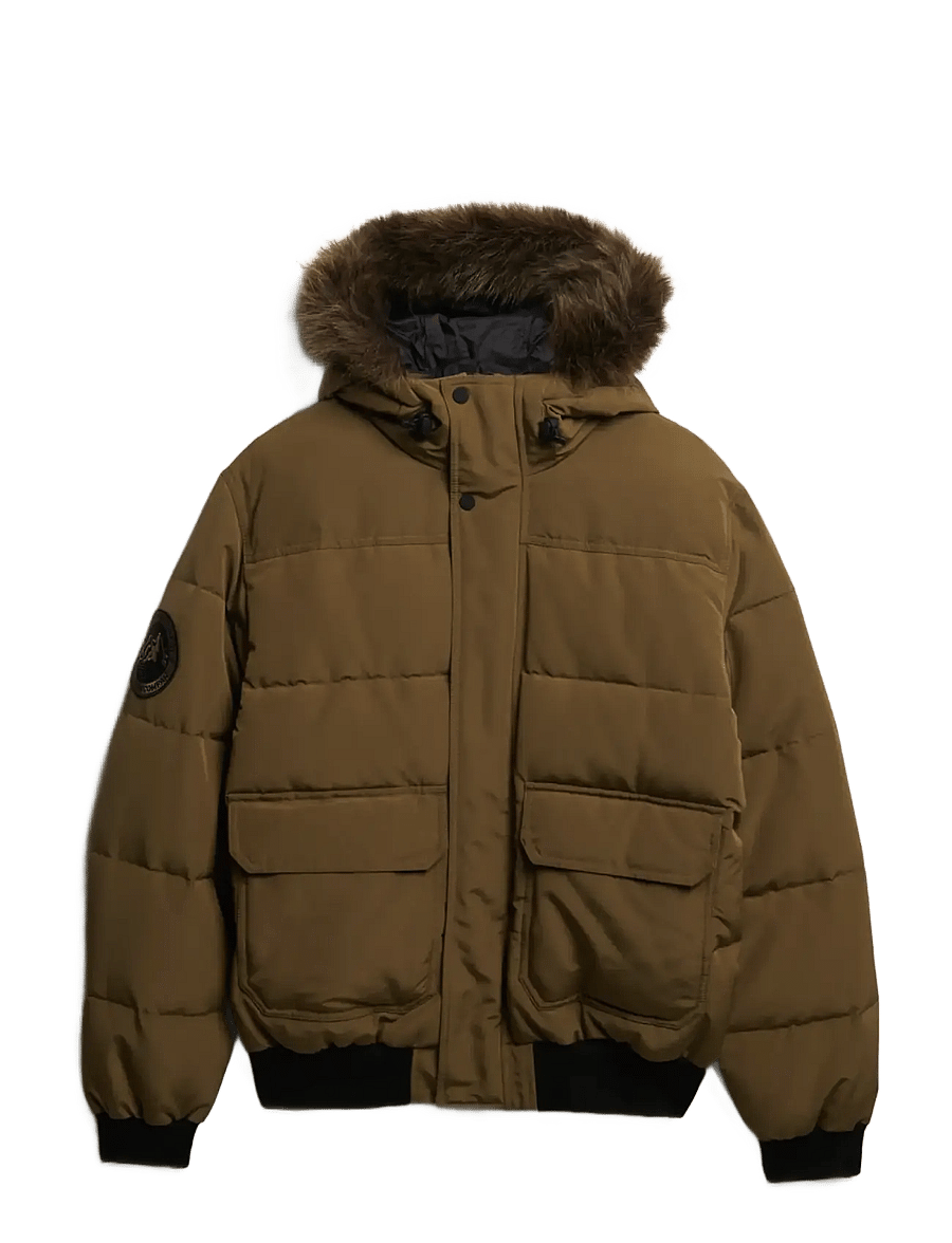 Superdry - EVEREST HOODED PUFFER BOMBER - military olive - 0
