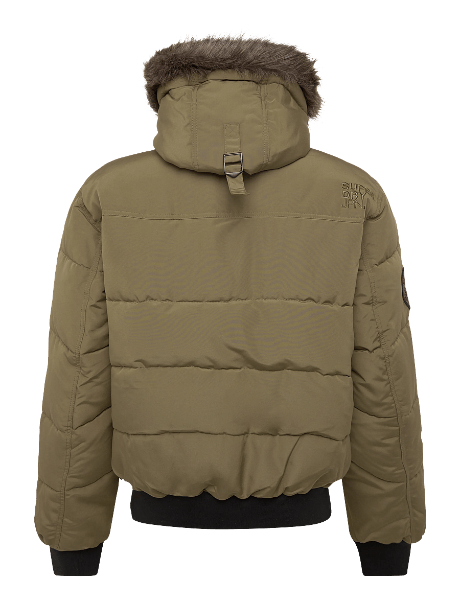 Superdry - EVEREST HOODED PUFFER BOMBER - sügisjoped - military olive - 1