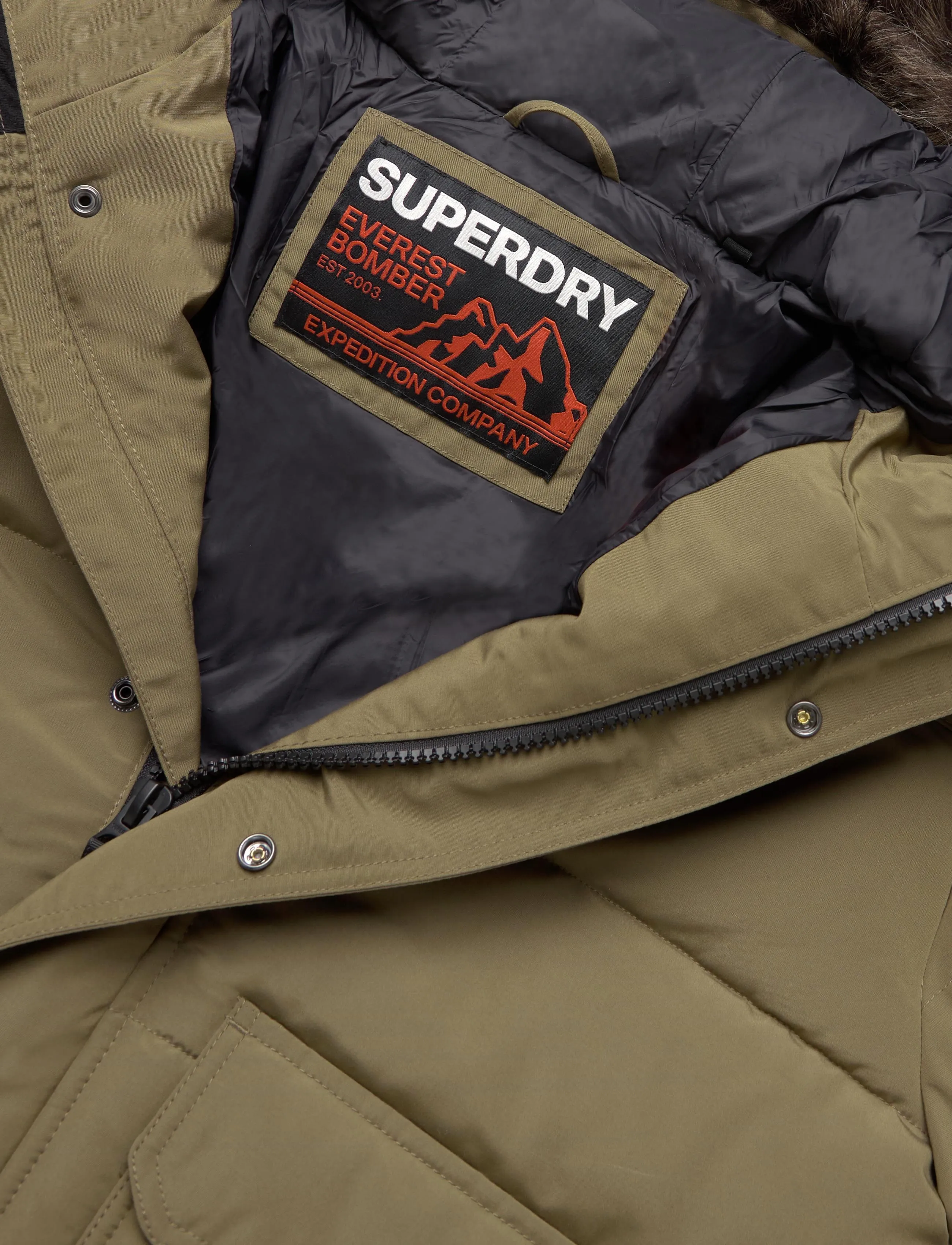 Superdry - EVEREST HOODED PUFFER BOMBER - sügisjoped - military olive - 2