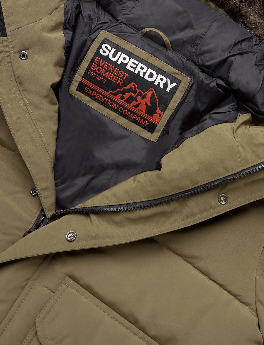 Superdry - EVEREST HOODED PUFFER BOMBER - sügisjoped - military olive - 2