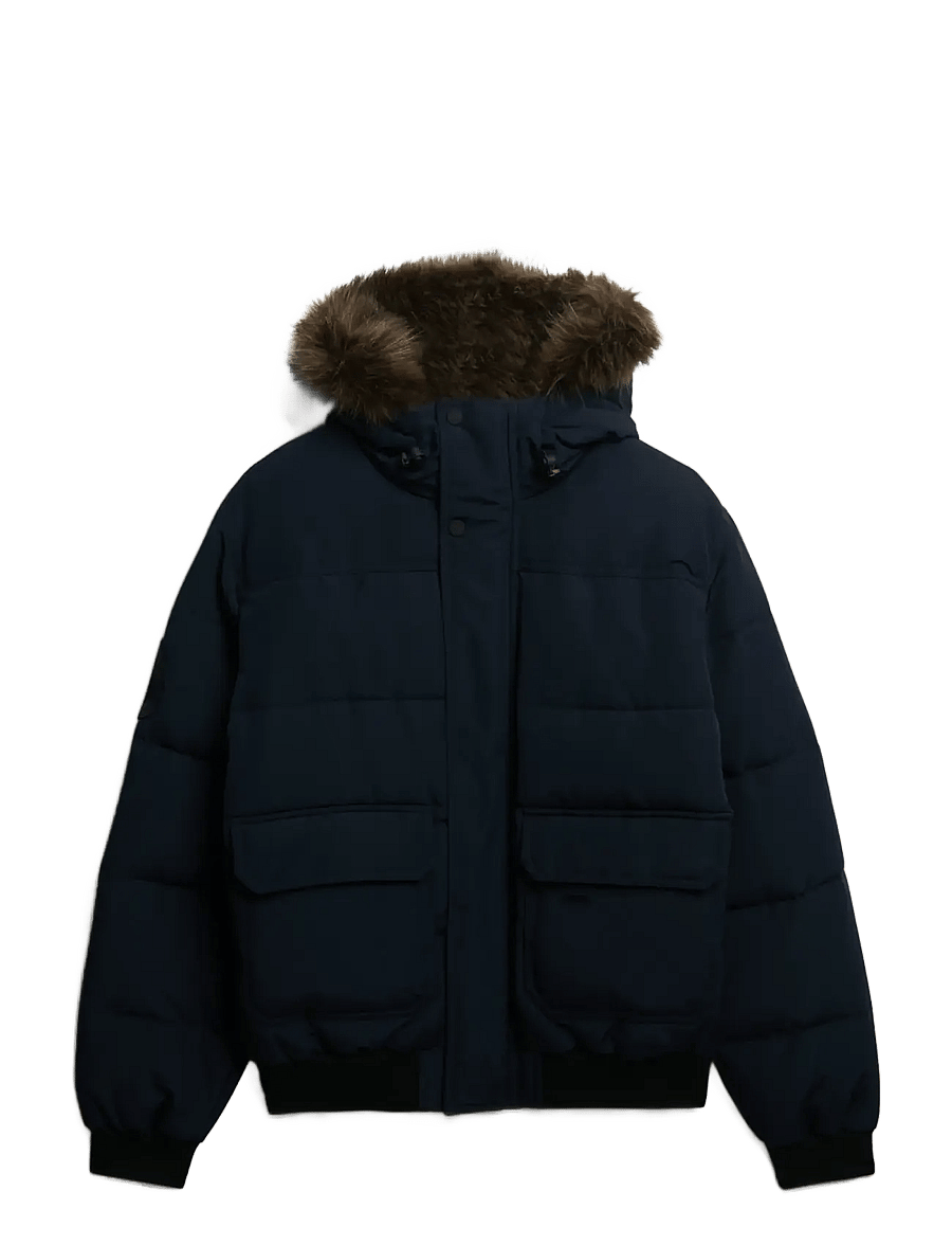 Superdry - EVEREST HOODED PUFFER BOMBER - nordic chrome navy - 0