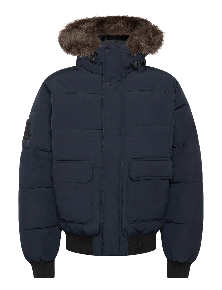 Superdry - EVEREST HOODED PUFFER BOMBER - höstjackor - nordic chrome navy - 0