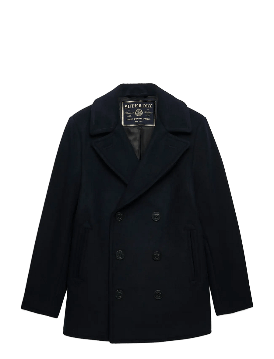 Superdry - MERCHANT WOOL BLEND PEA COAT - winterjacken - eclipse navy - 1
