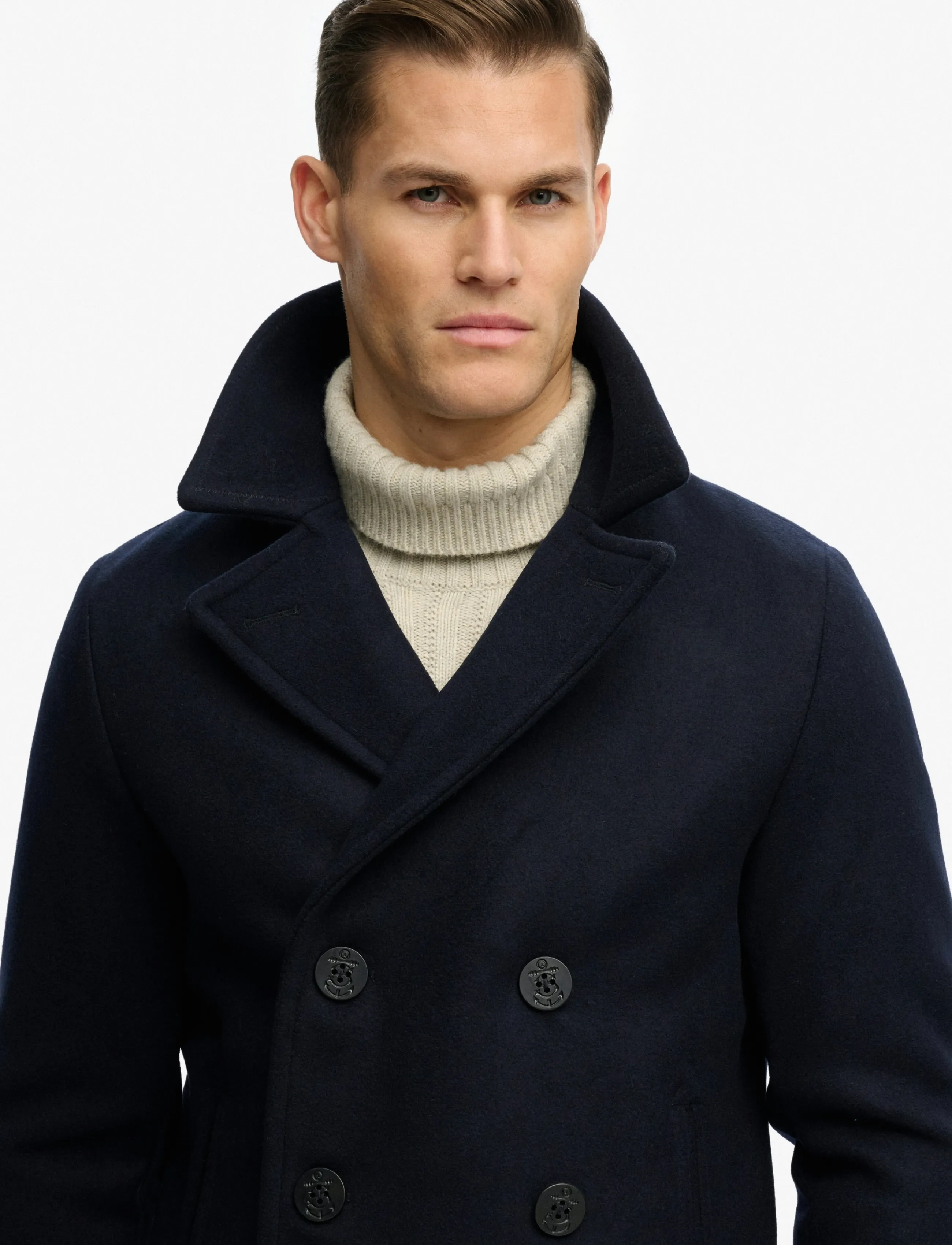 Superdry - MERCHANT WOOL BLEND PEA COAT - winterjacken - eclipse navy - 3