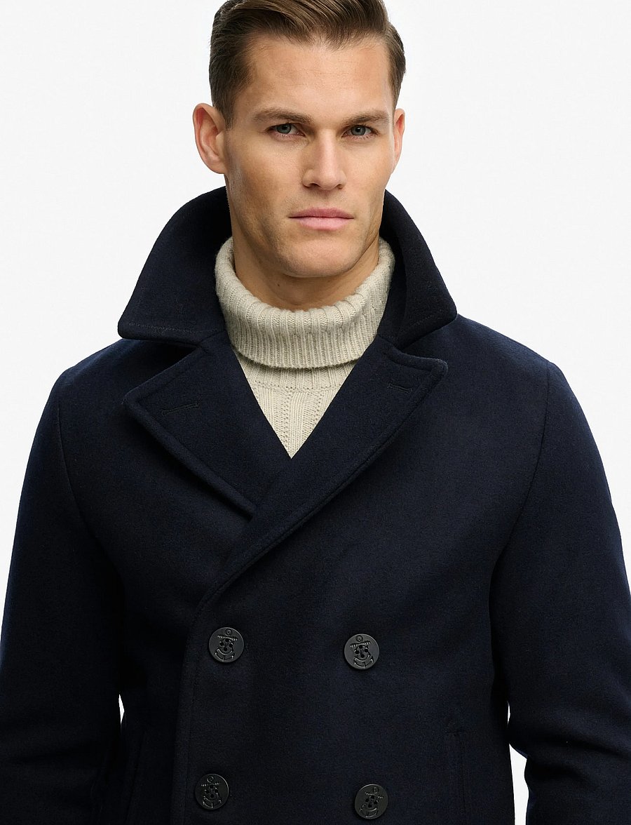 Superdry - MERCHANT WOOL BLEND PEA COAT - winterjacken - eclipse navy - 3