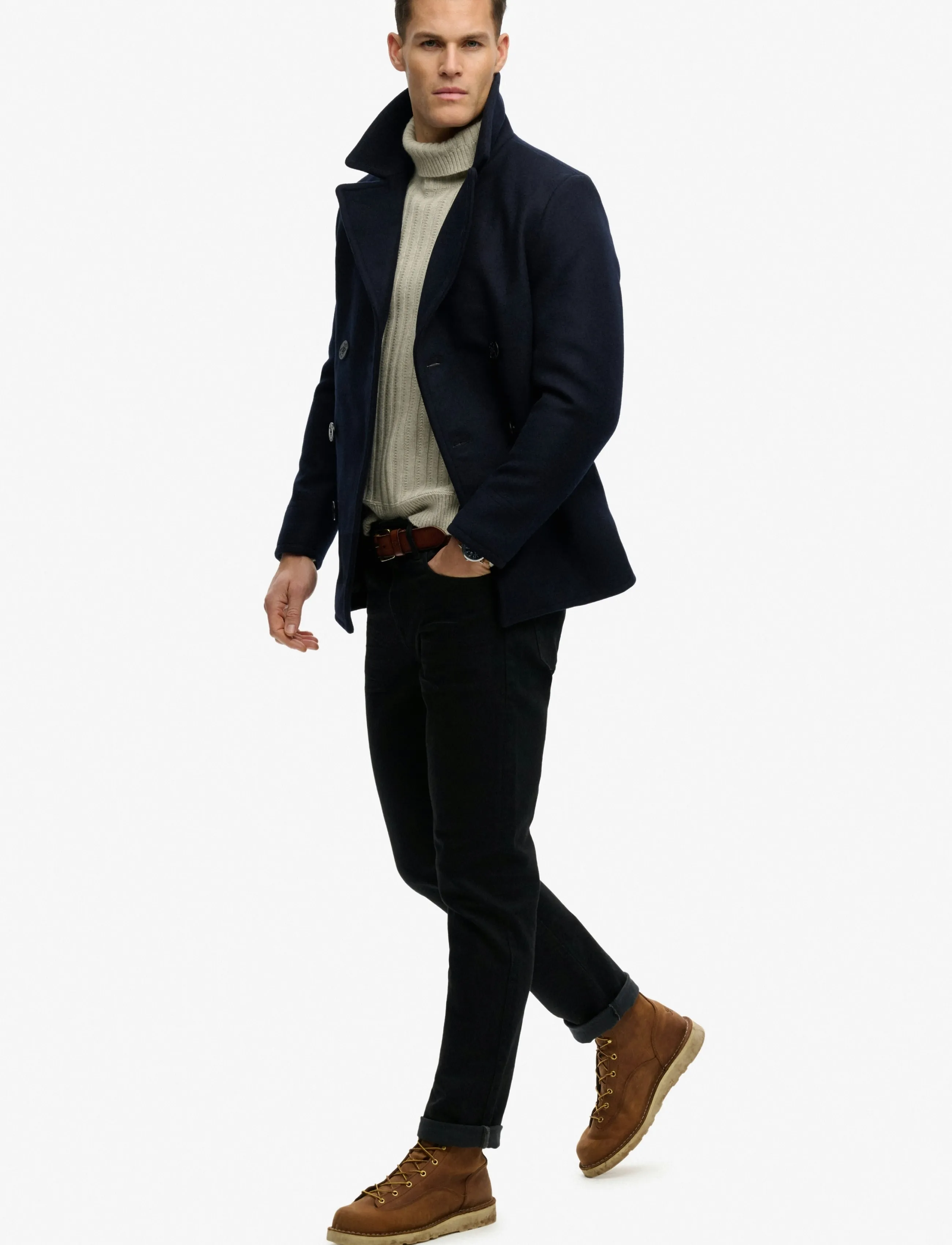 Superdry Merchant Wool Blend Pea Coat kappor & rockar herr – bild 4
