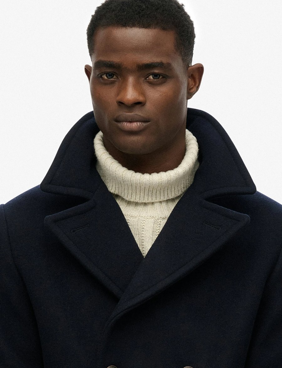 Superdry - MERCHANT WOOL BLEND LONG COAT - winterjacken - eclipse navy - 3