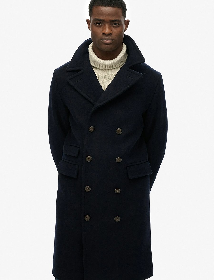 Superdry - MERCHANT WOOL BLEND LONG COAT - winterjacken - eclipse navy - 4