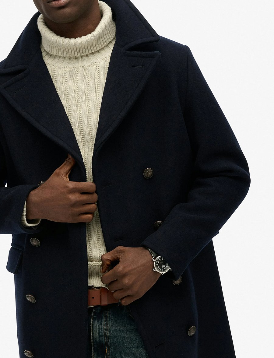 Superdry - MERCHANT WOOL BLEND LONG COAT - winterjacken - eclipse navy - 5