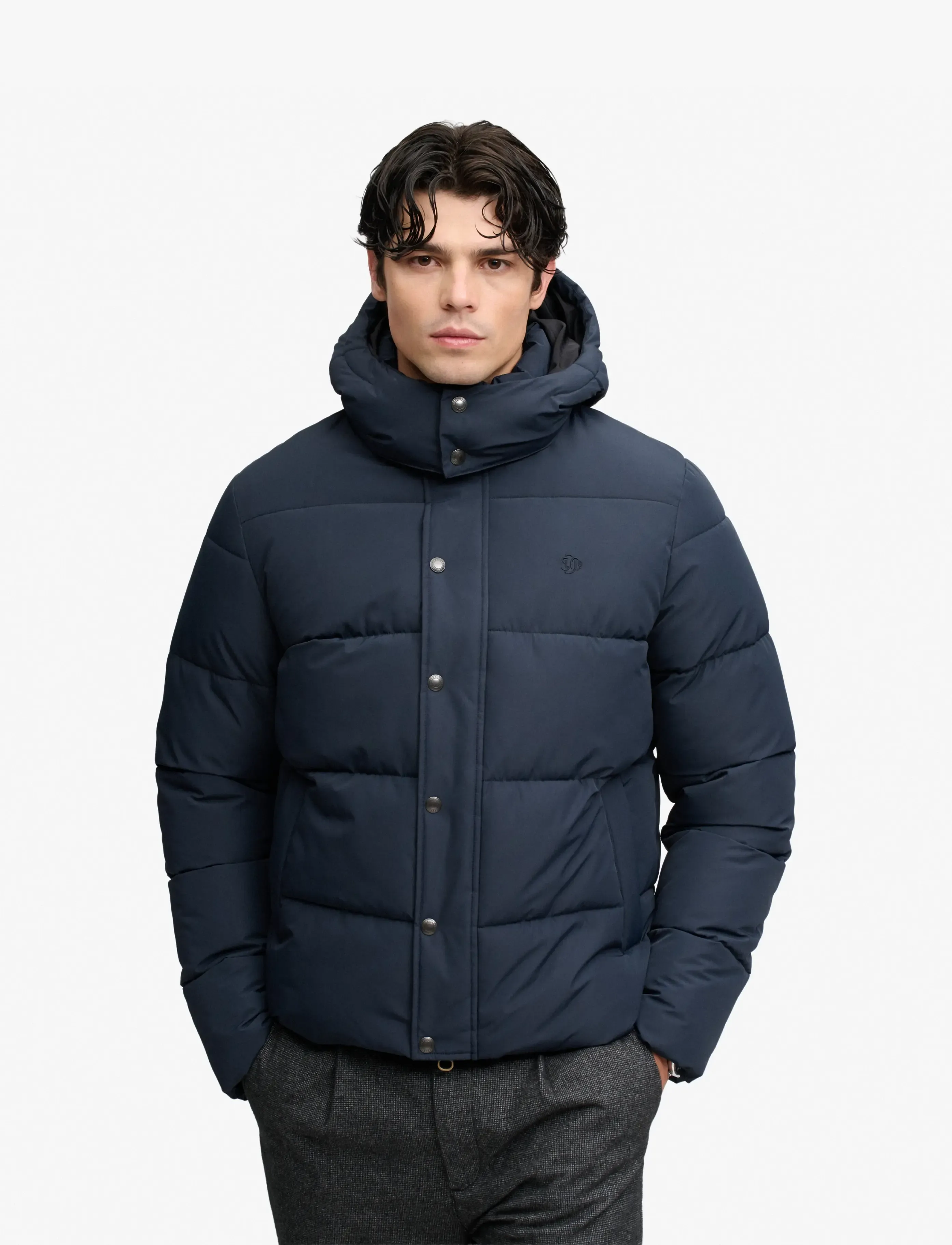 Superdry - PREMIUM HOOD PUFFER JKT - daunenjacken - eclipse navy - 4